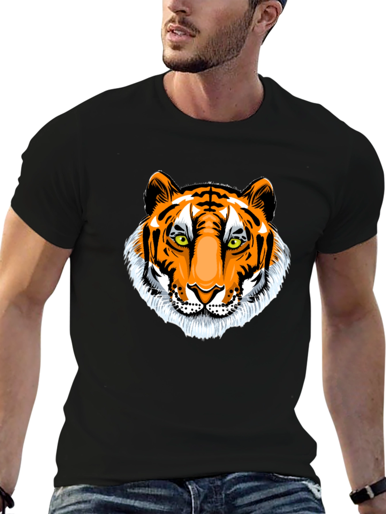 Tiger Graphic Black T-Shirt - Animal Print Tee