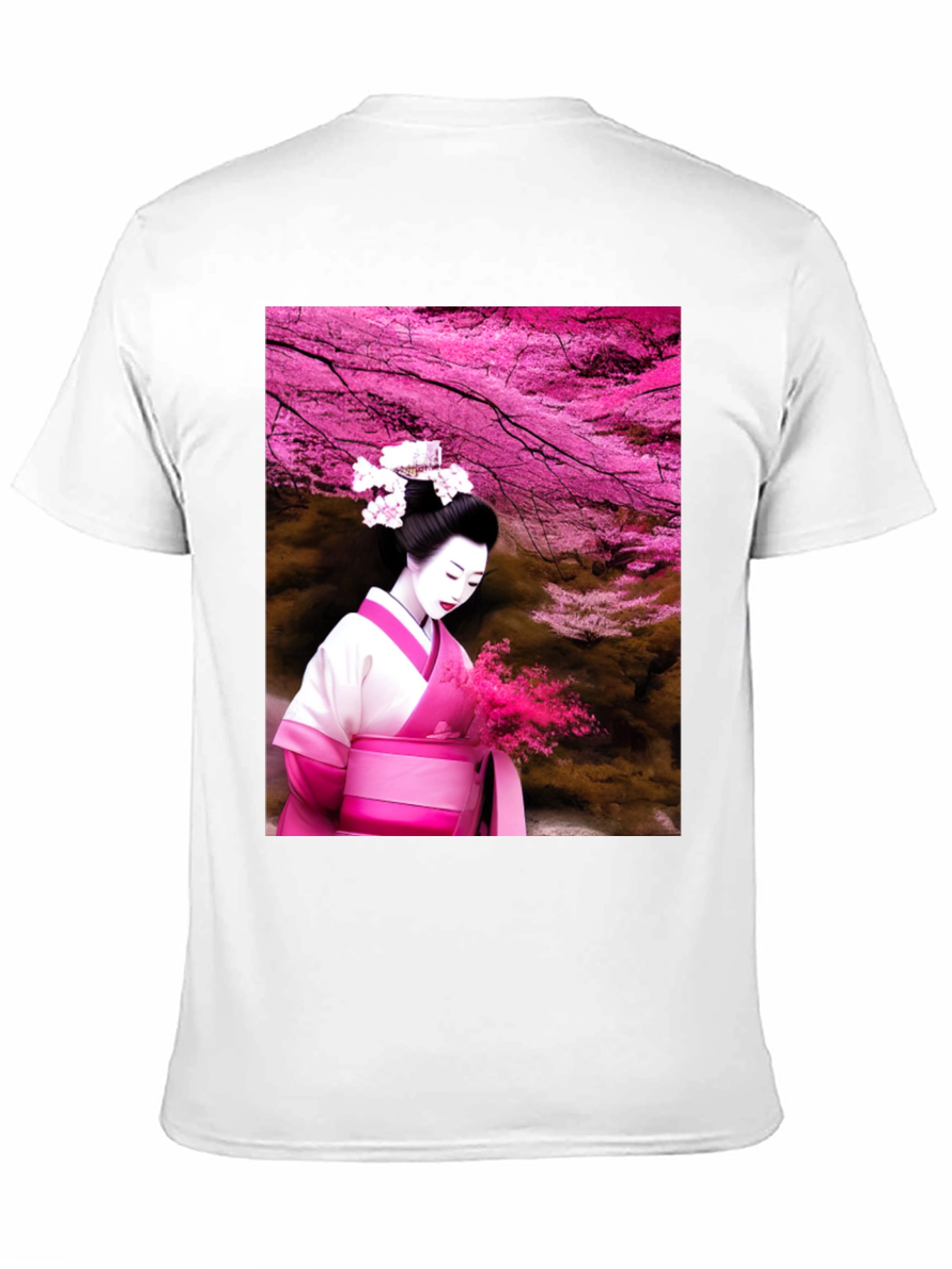 Geisha Cherry Blossom Black T-Shirt