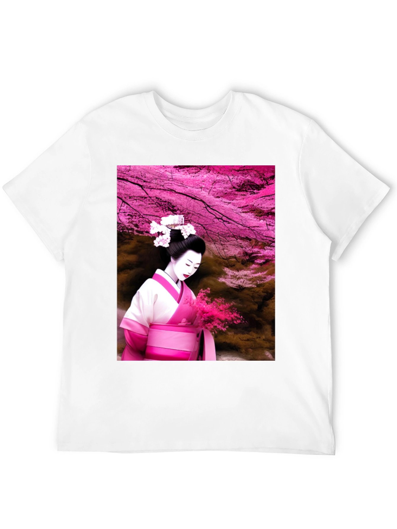 Geisha Cherry Blossom Black T-Shirt