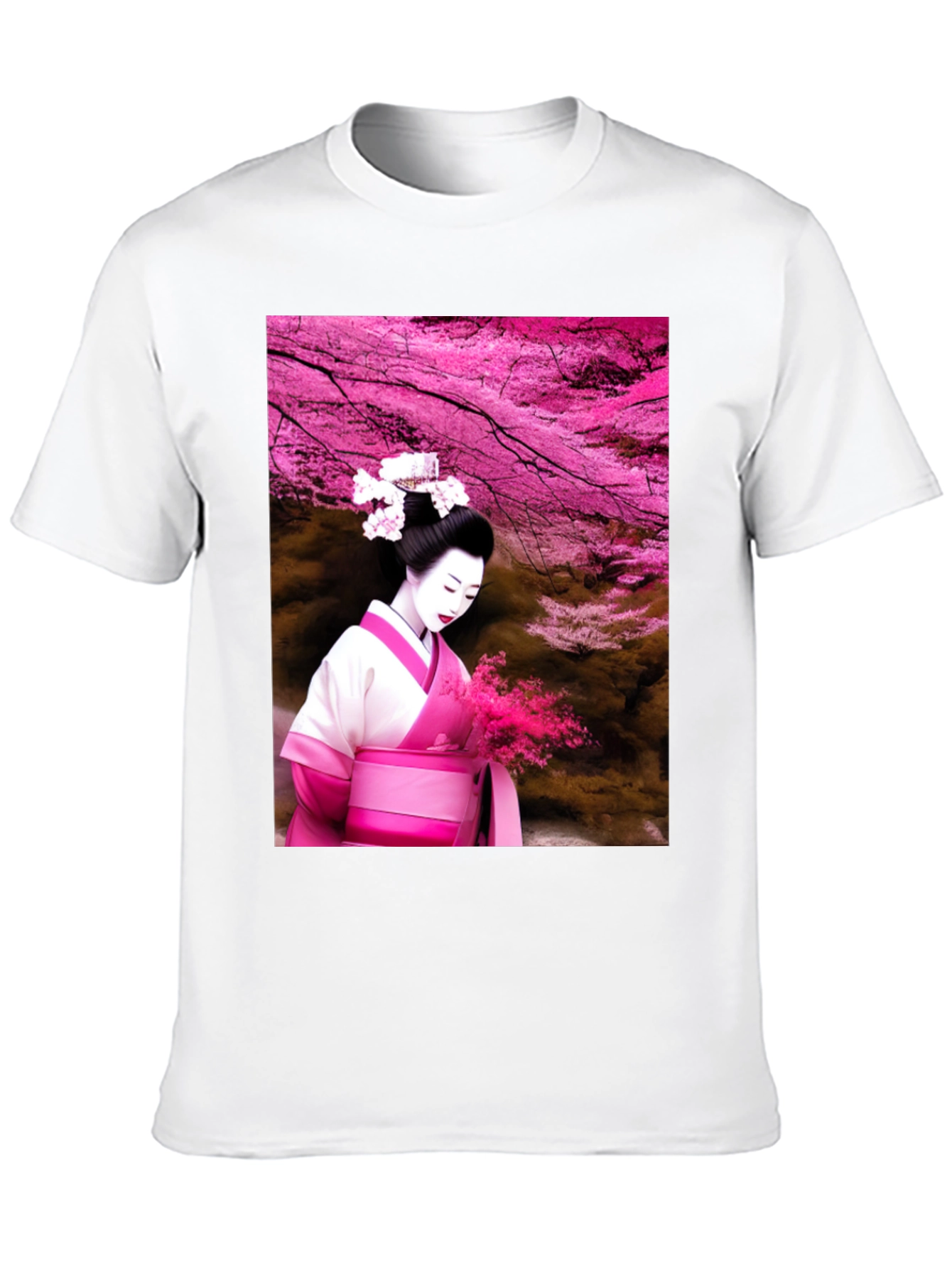 Geisha Cherry Blossom Black T-Shirt