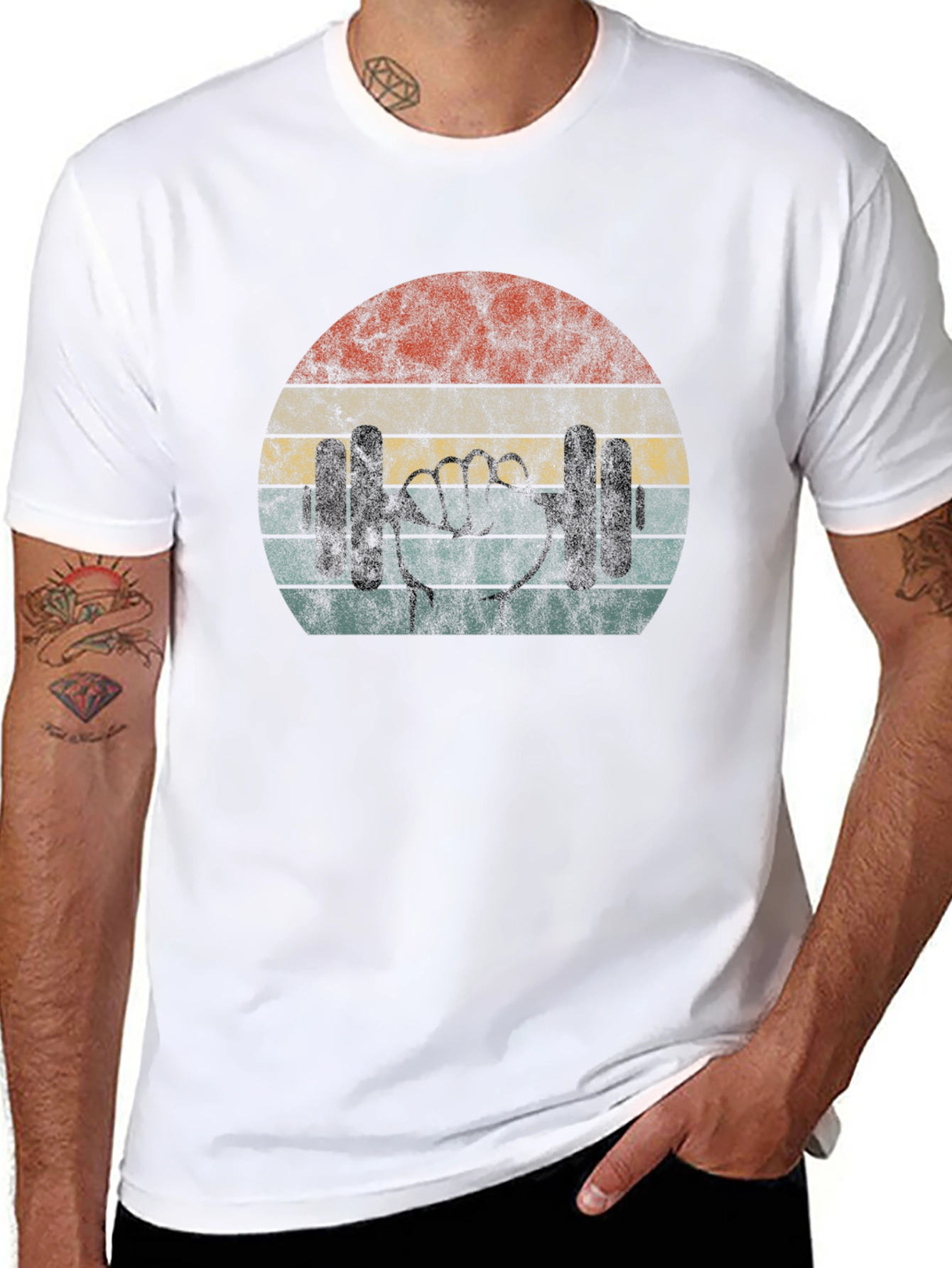 Retro Gym Shirt - Weightlifting Fist Graphic Tee