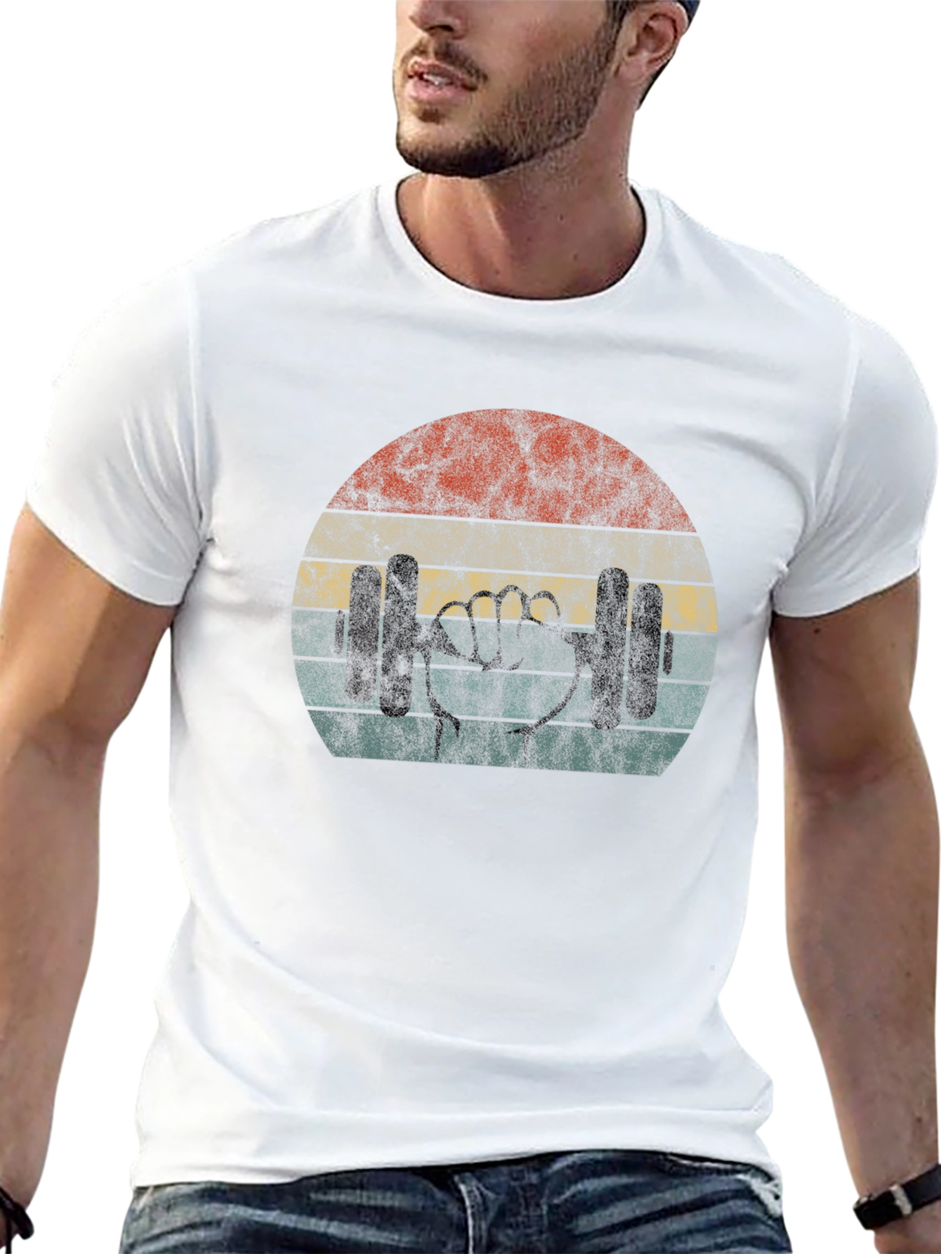 Retro Gym Shirt - Weightlifting Fist Graphic Tee