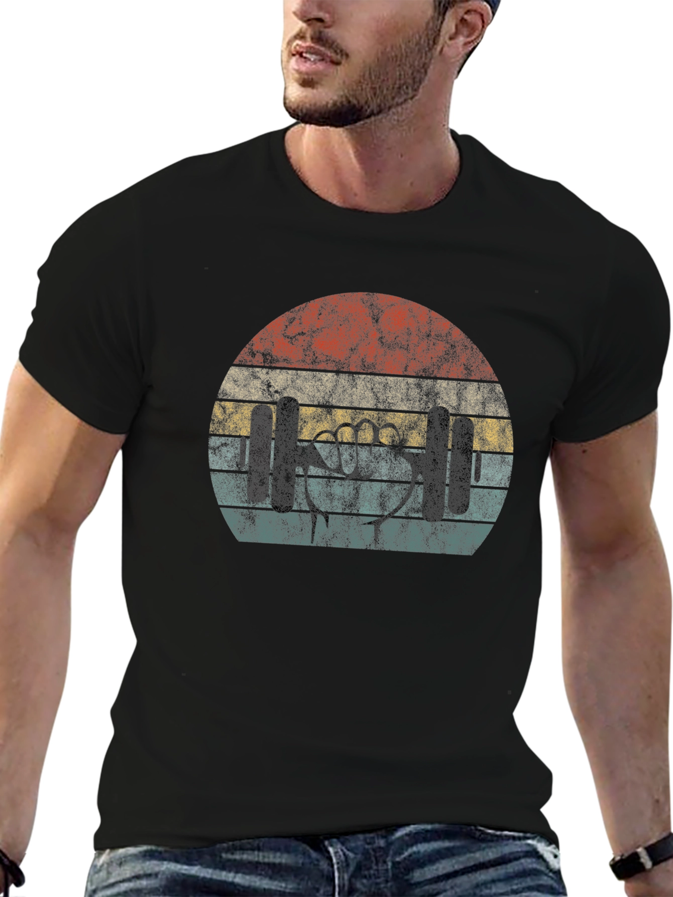 Retro Gym Shirt - Weightlifting Fist Graphic Tee