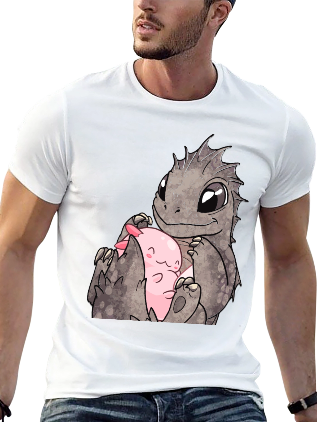 Cute Dragon & Axolotl Graphic Tee