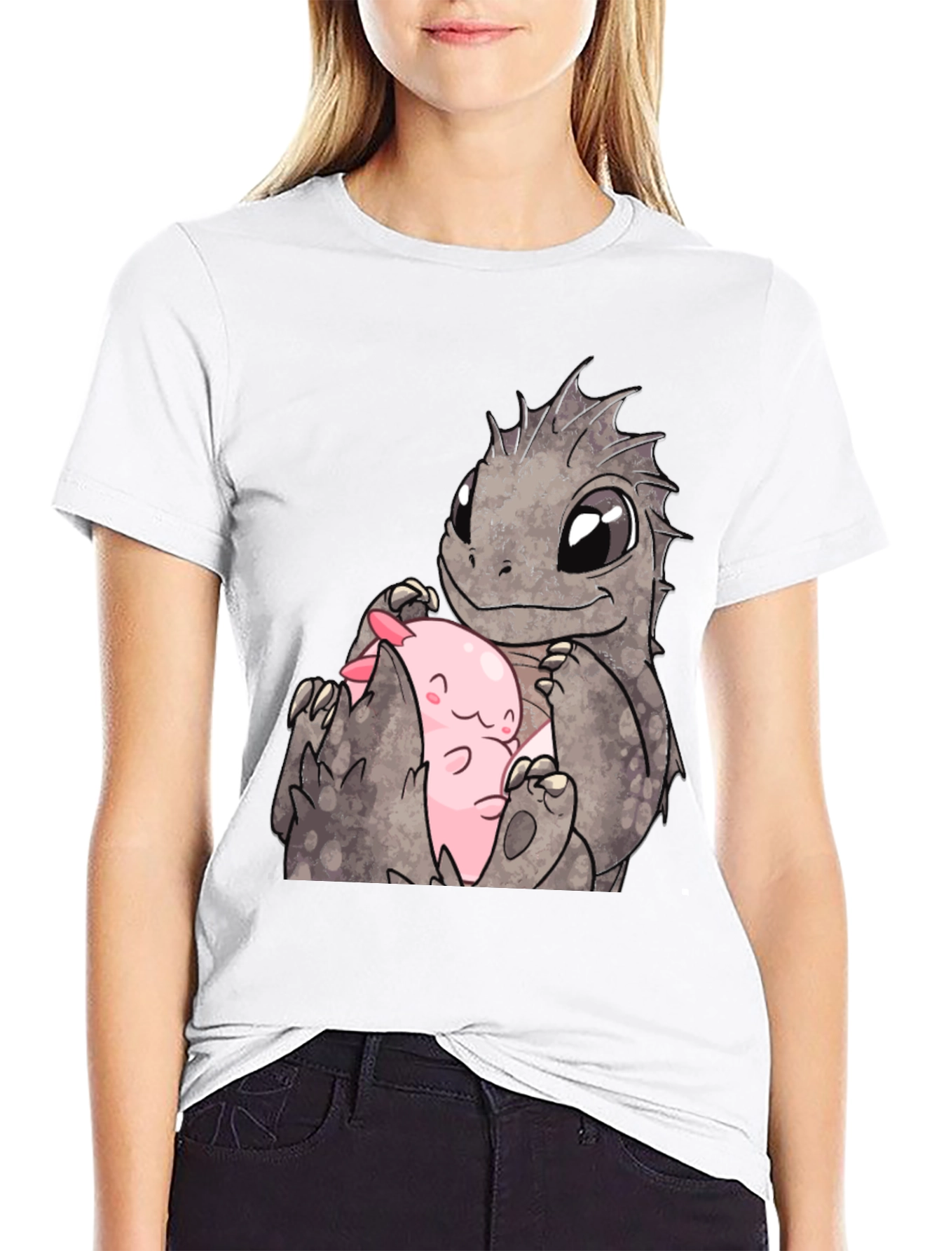 Cute Dragon & Axolotl Graphic Tee