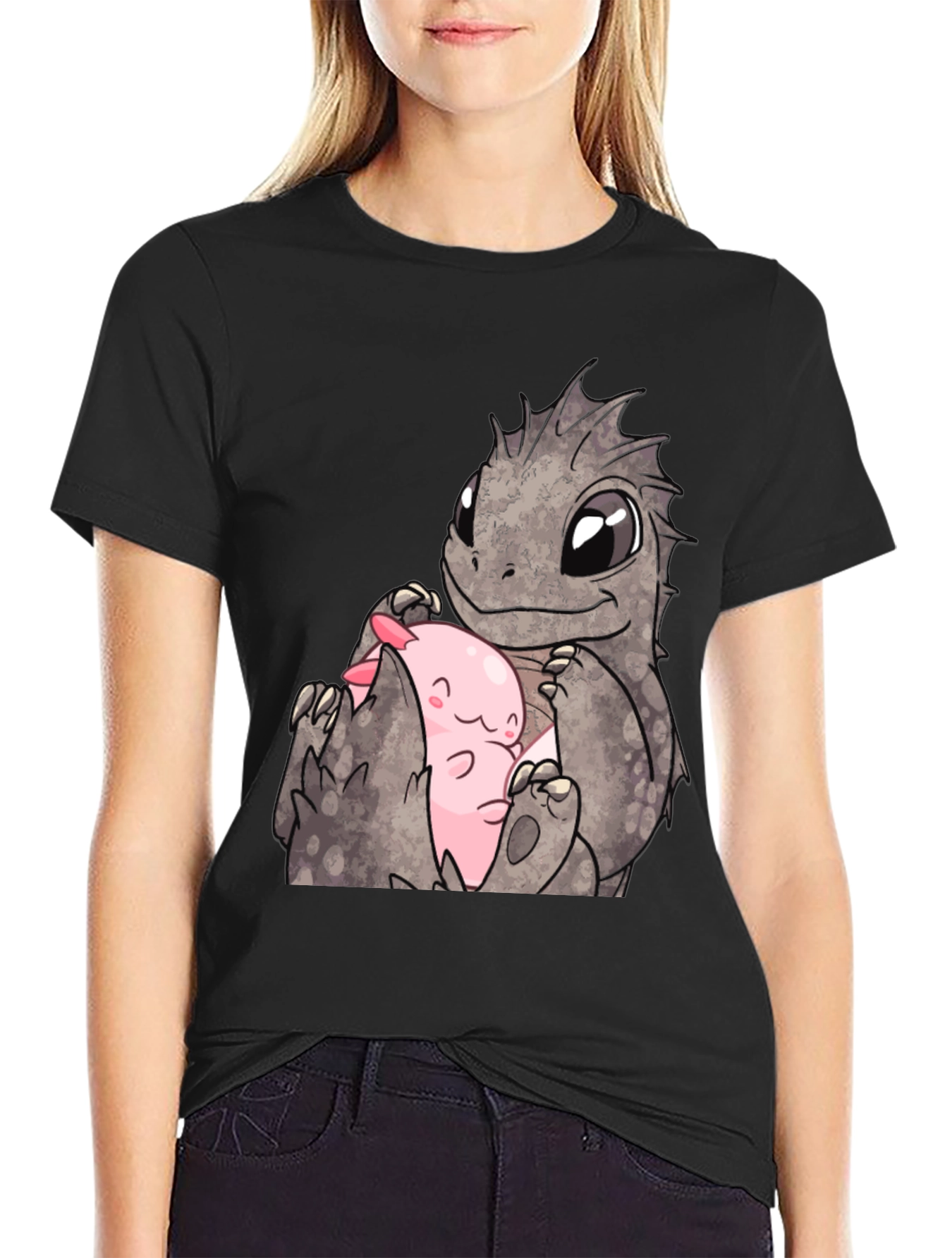 Cute Dragon & Axolotl Graphic Tee
