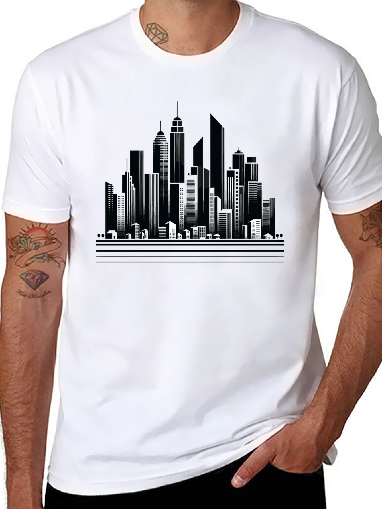 Urban Skyline Graphic Tee - Modern Cityscape Design