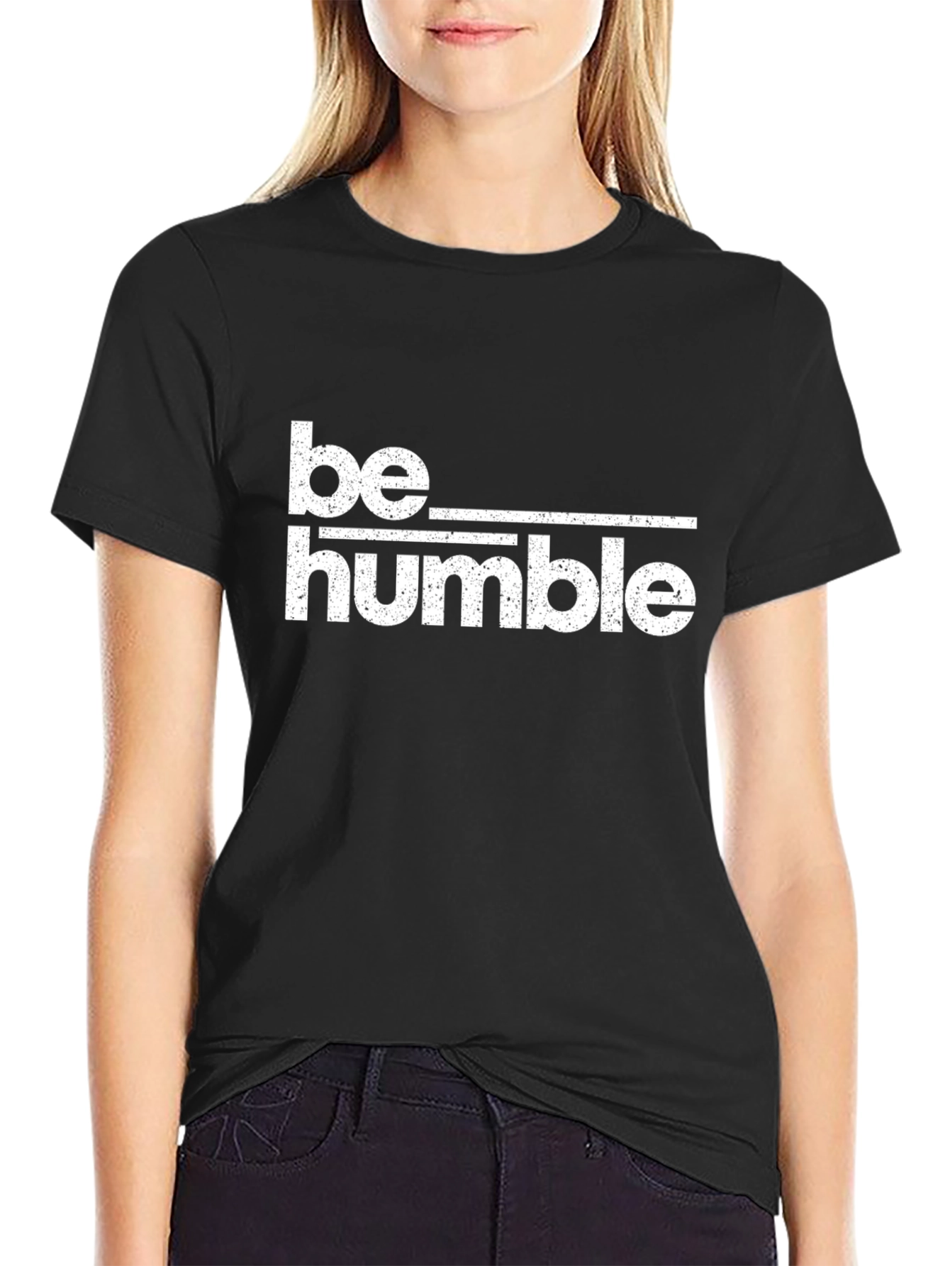 Be Humble Graphic Tee - Black Cotton Blend T-Shirt