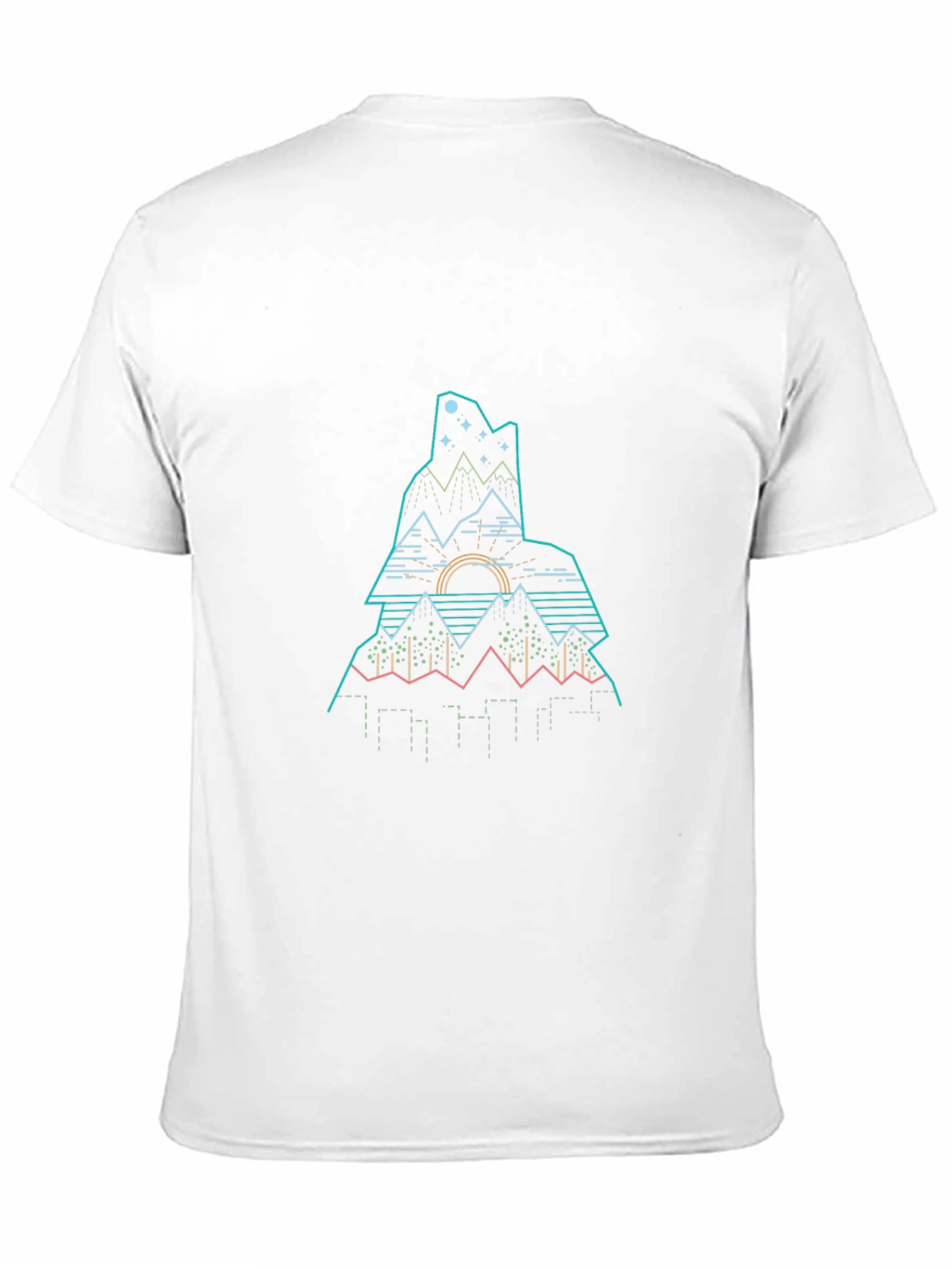 Modern Geometric Mountain Graphic Tee - Black