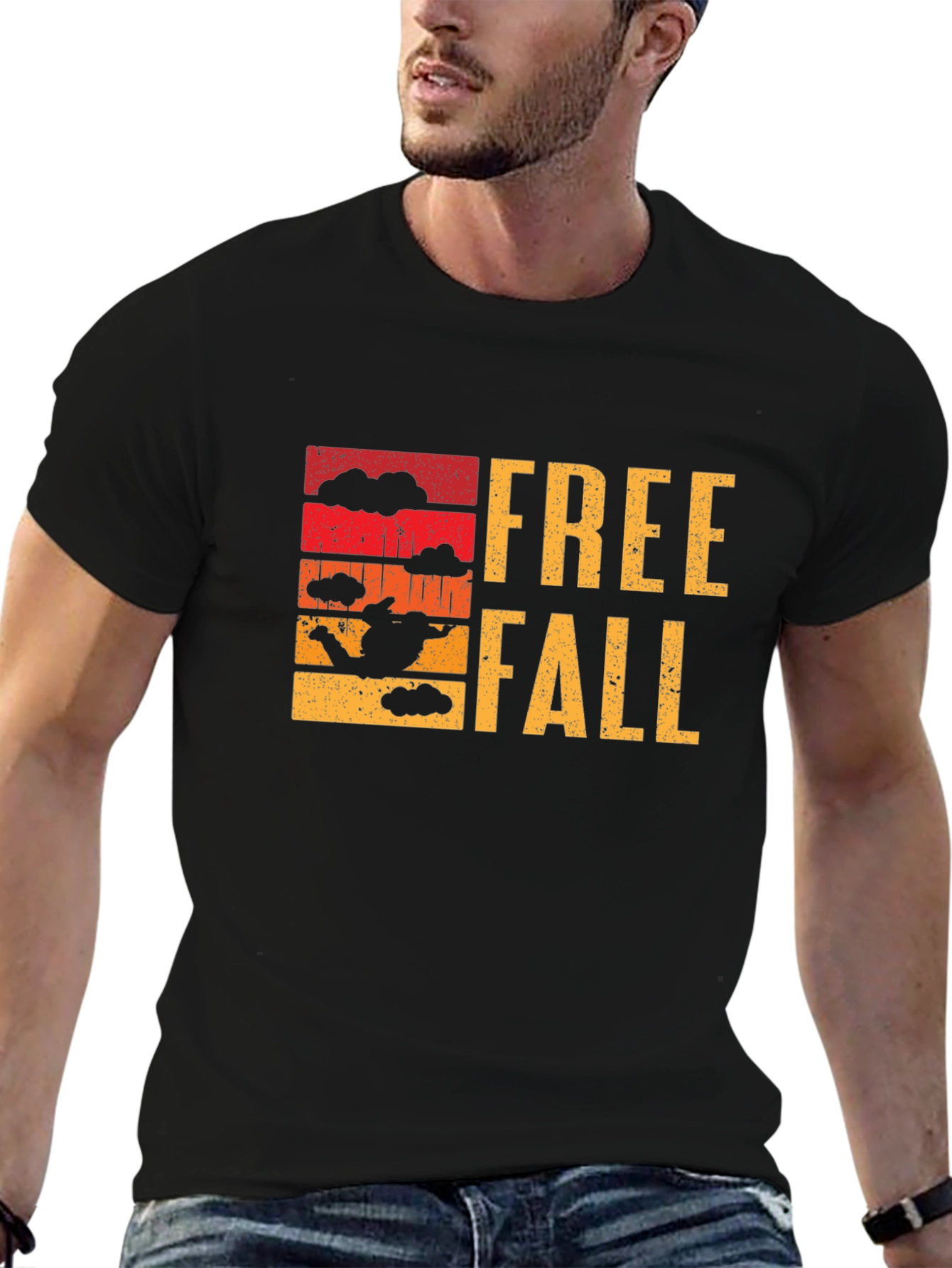 Freefall Skydive Graphic T-Shirt - Black Cotton Tee