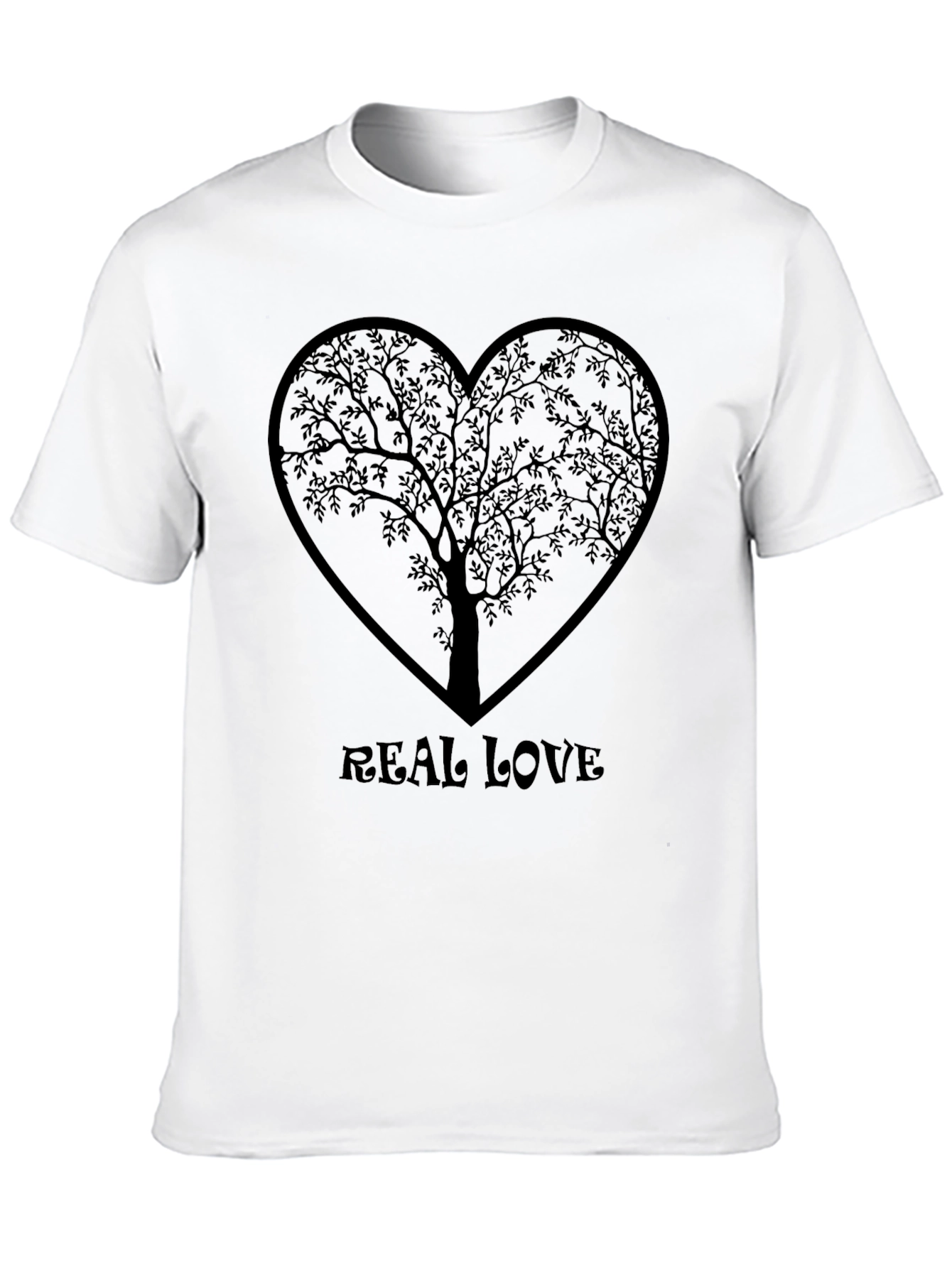 Real Love Heart Tree Graphic Tee - Black