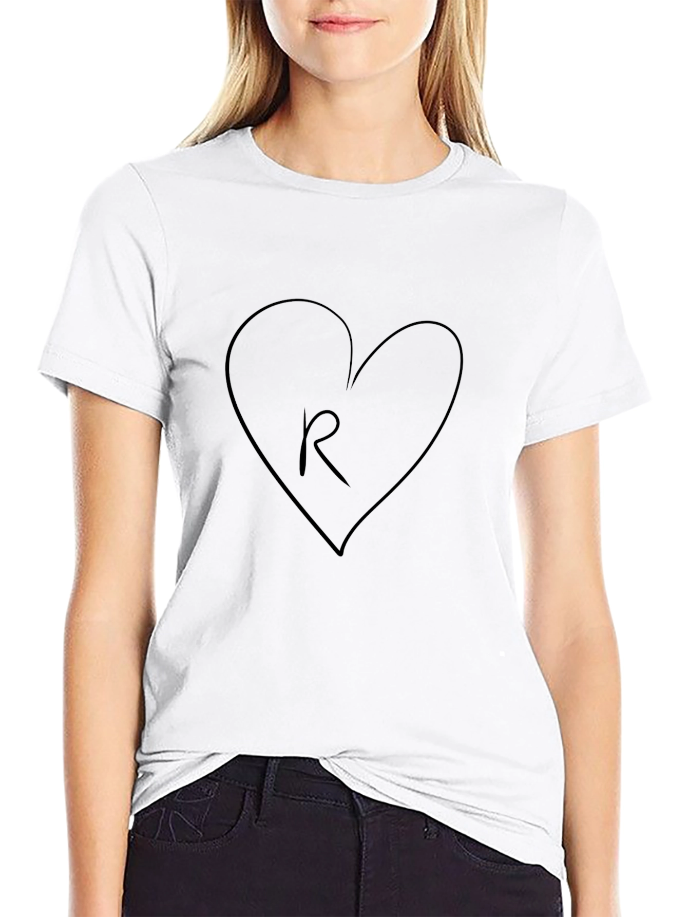 Heart R Black T-Shirt - Stylish Casual Tee
