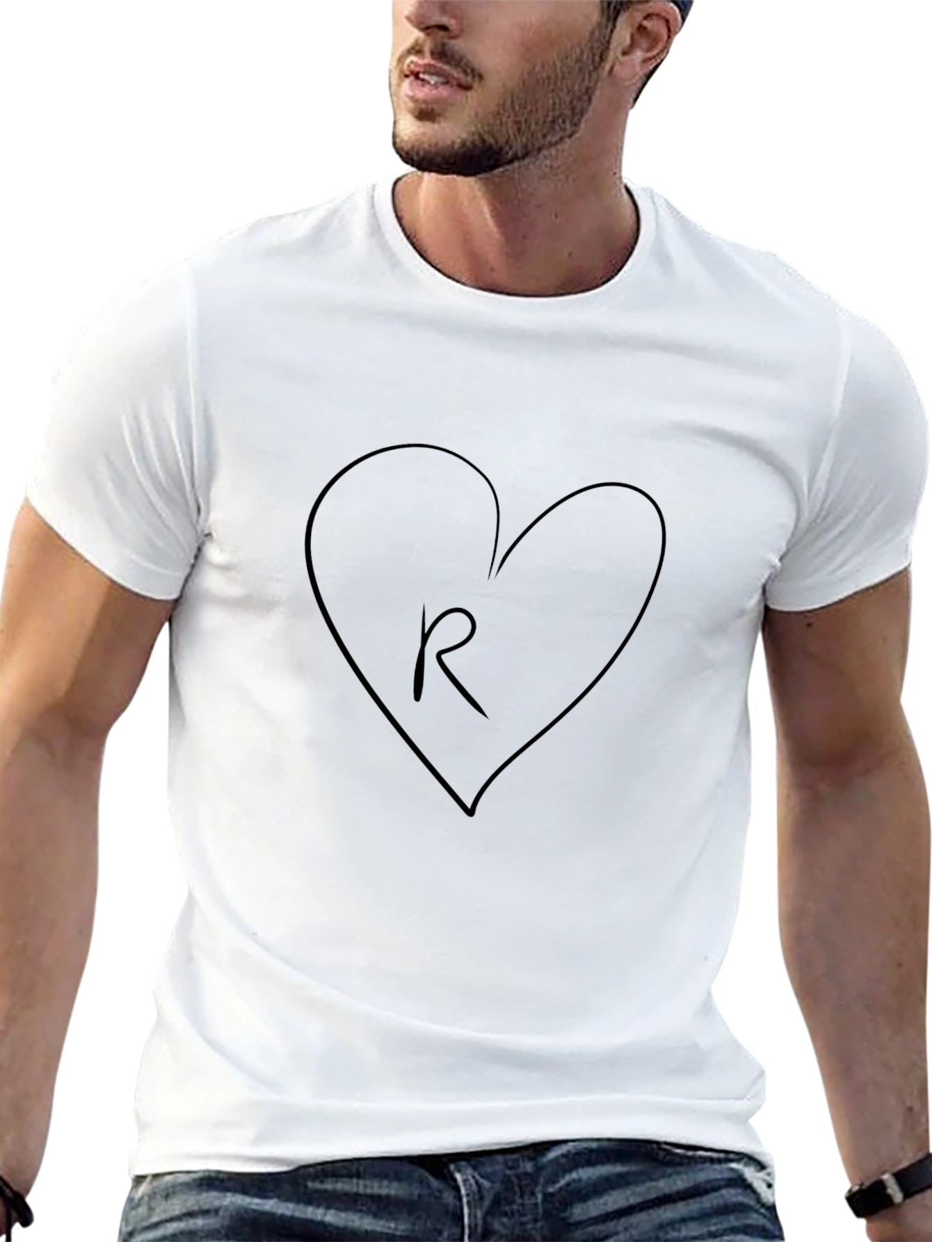 Heart R Black T-Shirt - Stylish Casual Tee