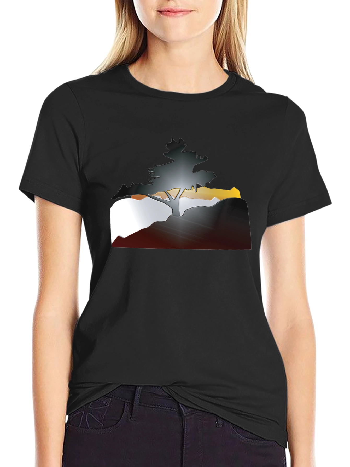 Tree Silhouette Graphic Tee - Mens Casual Style