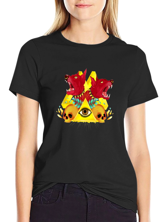 Mens Graphic Tee - Wolf & All Seeing Eye Design