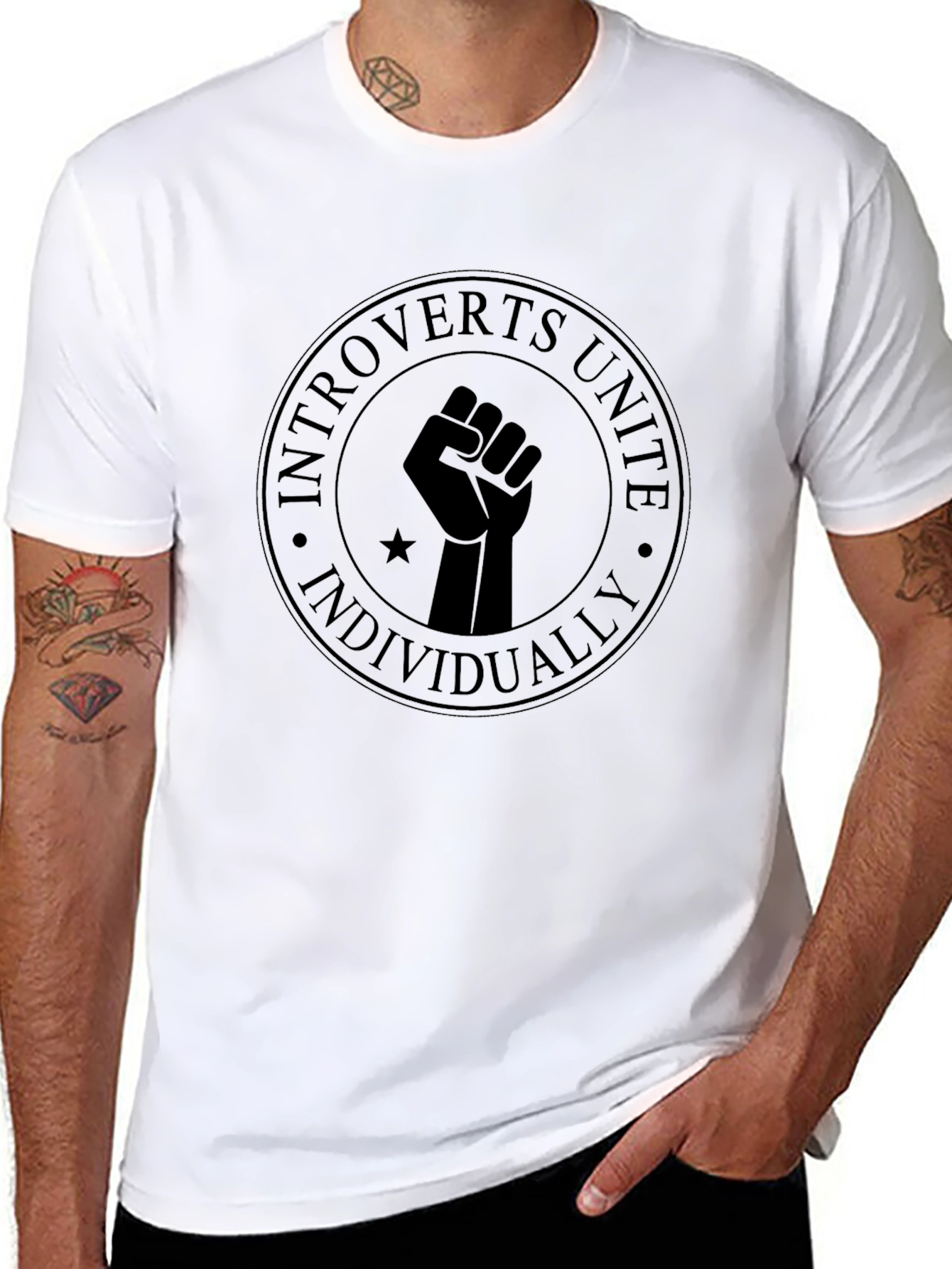Introverts Unite Individually Black T-Shirt