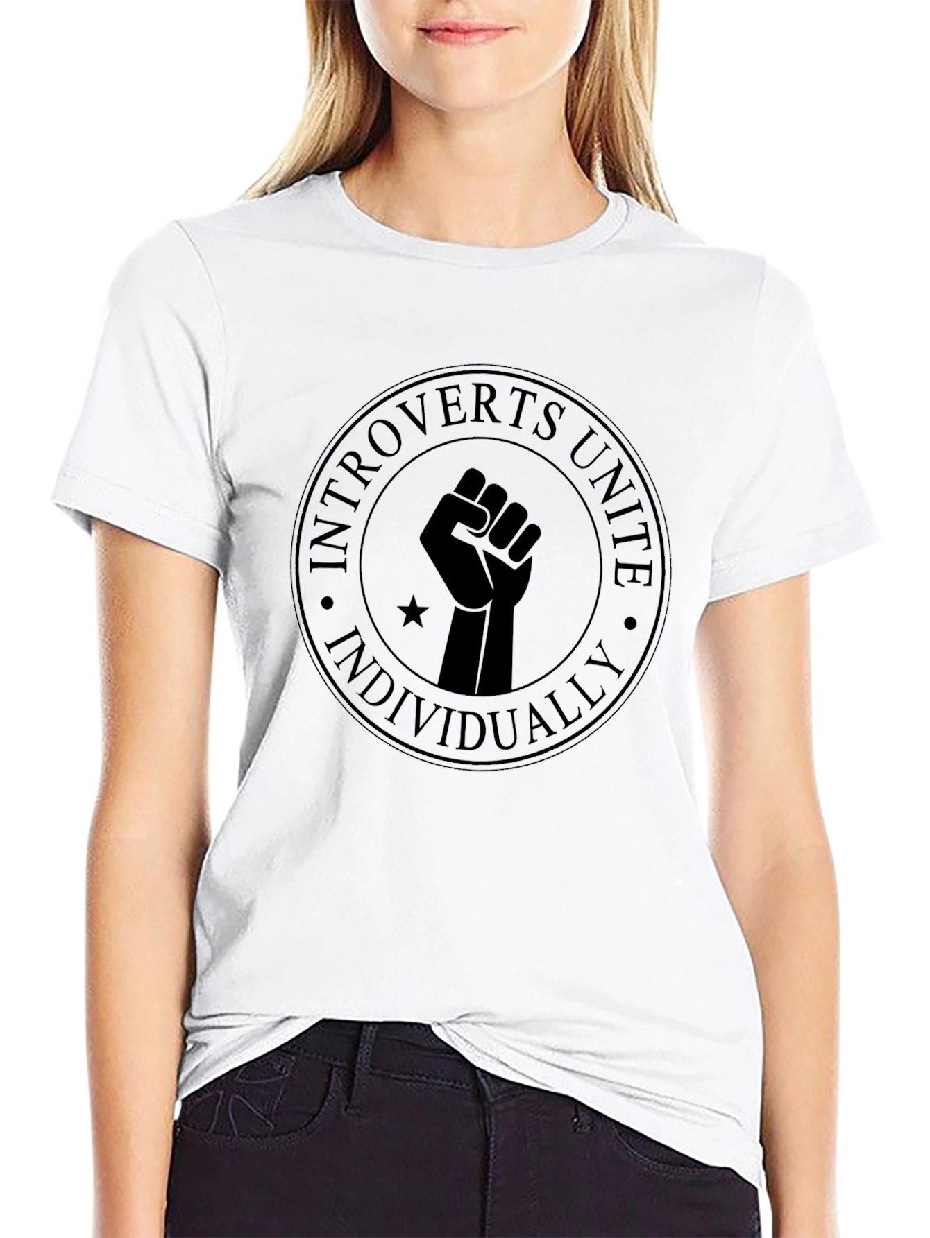 Introverts Unite Individually Black T-Shirt
