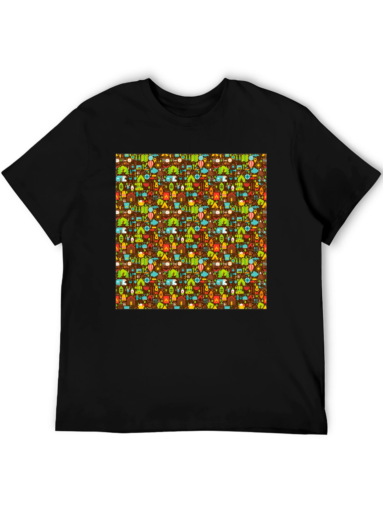 Camping Pattern T-Shirt - Outdoor Adventure Tee