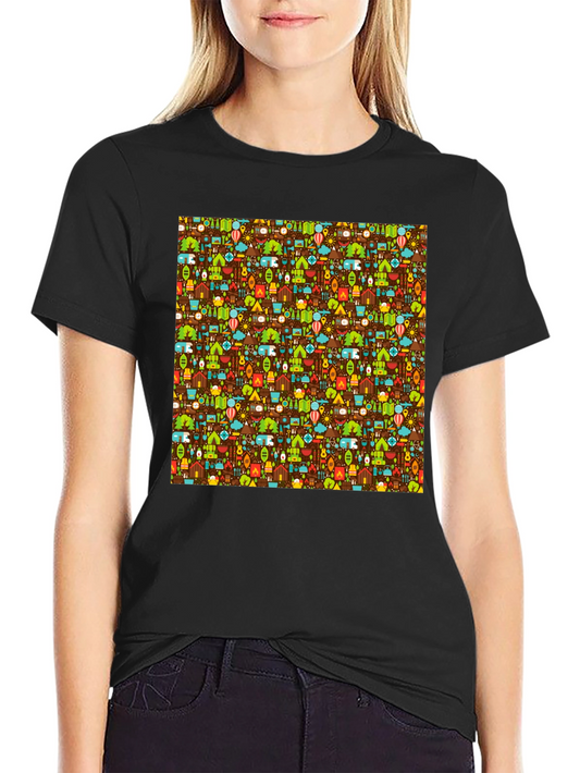 Camping Pattern T-Shirt - Outdoor Adventure Tee