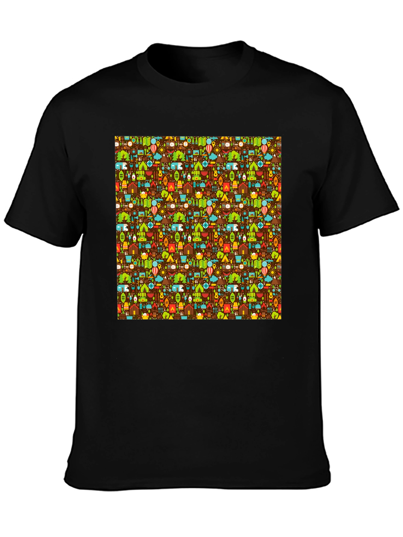 Camping Pattern T-Shirt - Outdoor Adventure Tee