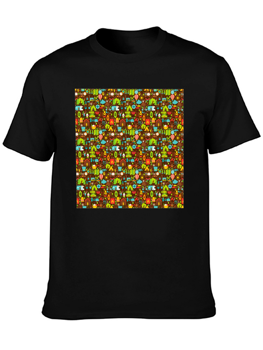 Camping Pattern T-Shirt - Outdoor Adventure Tee