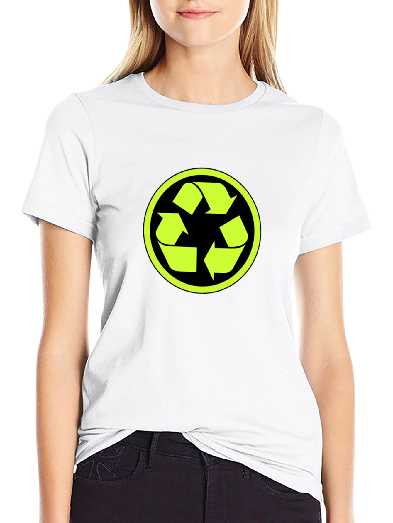 Eco-Friendly Black T-Shirt with Recycle Logo