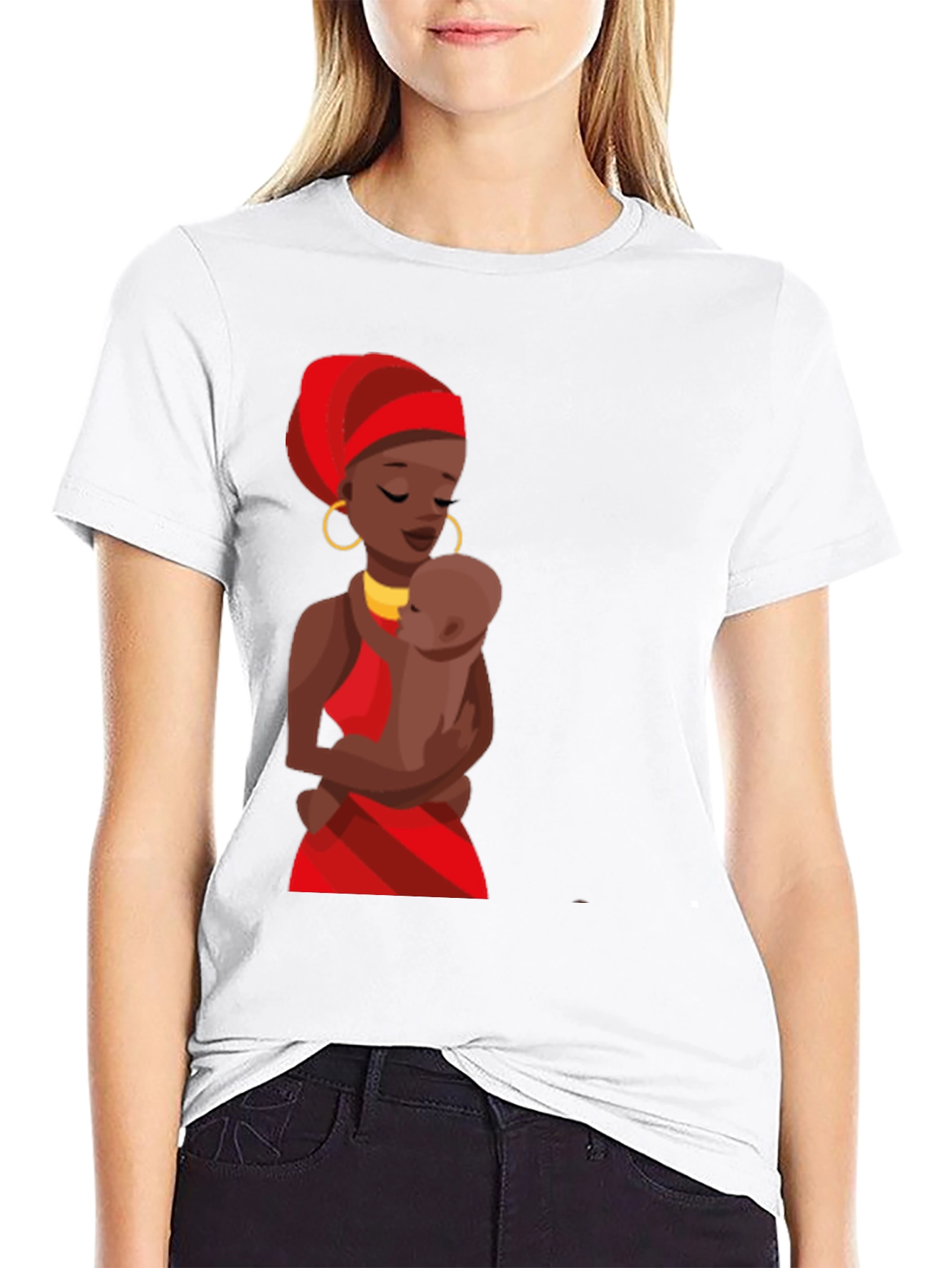 Black T-Shirt - Mother and Child Graphic Tee