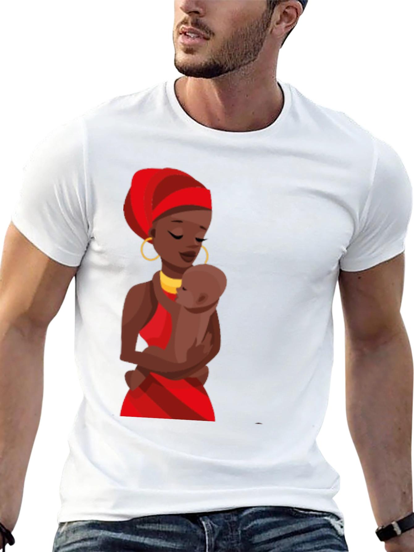 Black T-Shirt - Mother and Child Graphic Tee