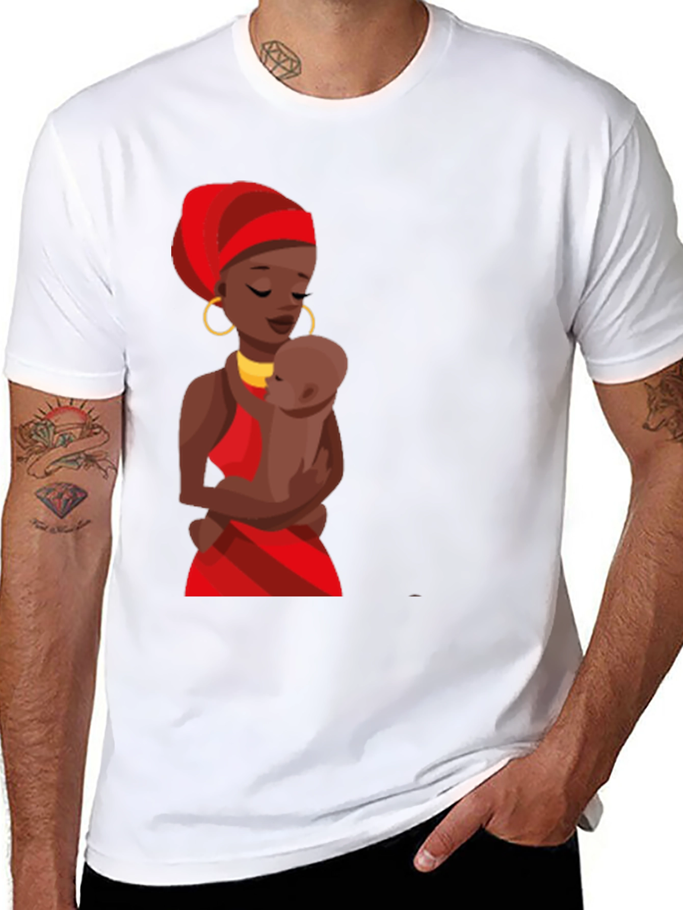 Black T-Shirt - Mother and Child Graphic Tee