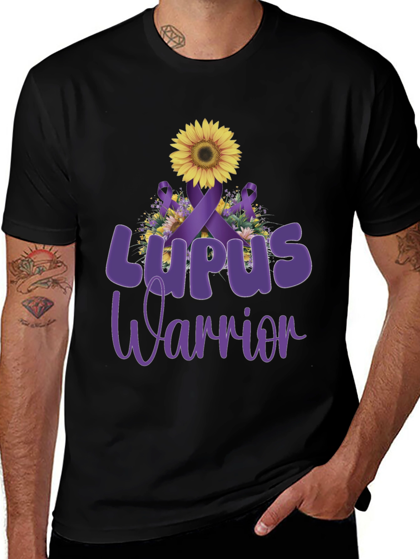 Lupus Warrior Sunflower Ribbon Graphic Tee