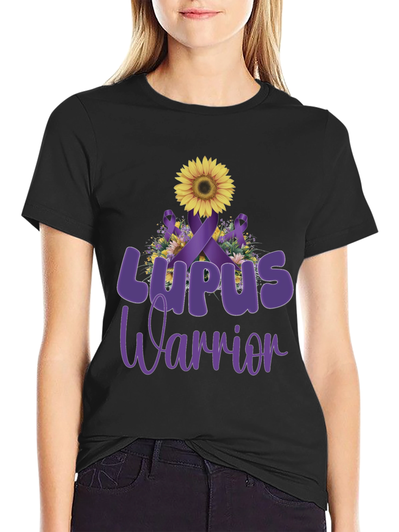 Lupus Warrior Sunflower Ribbon Graphic Tee