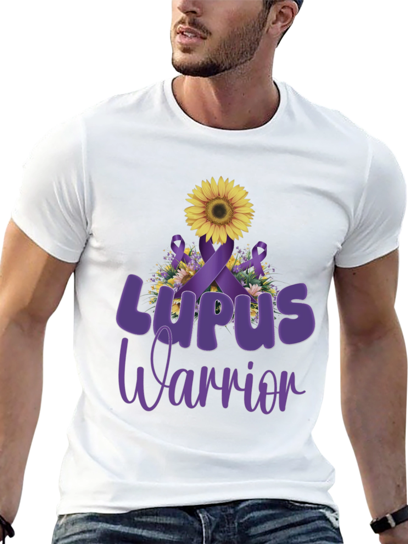 Lupus Warrior Sunflower Ribbon Graphic Tee