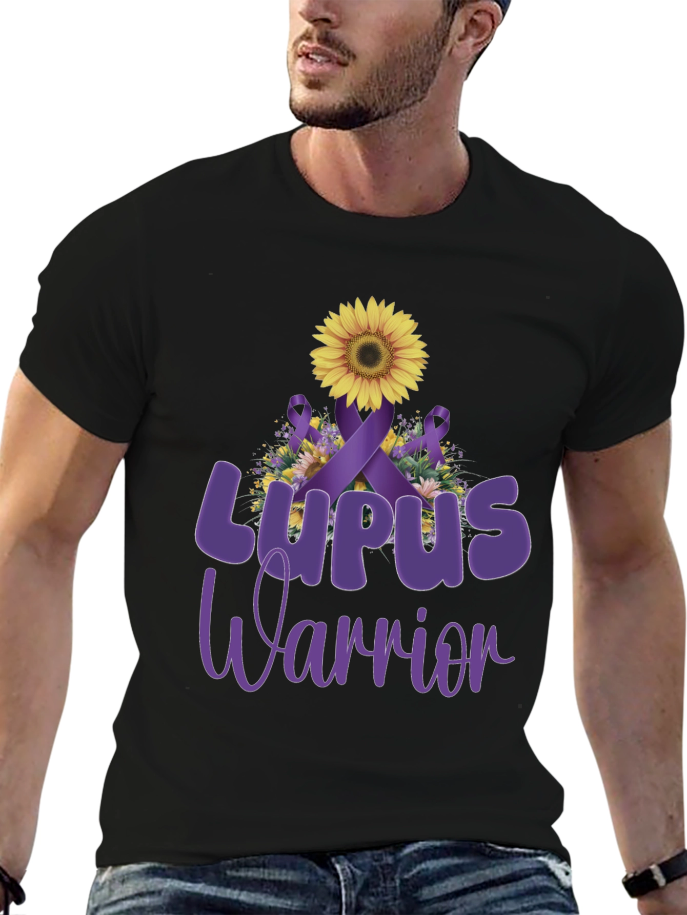 Lupus Warrior Sunflower Ribbon Graphic Tee