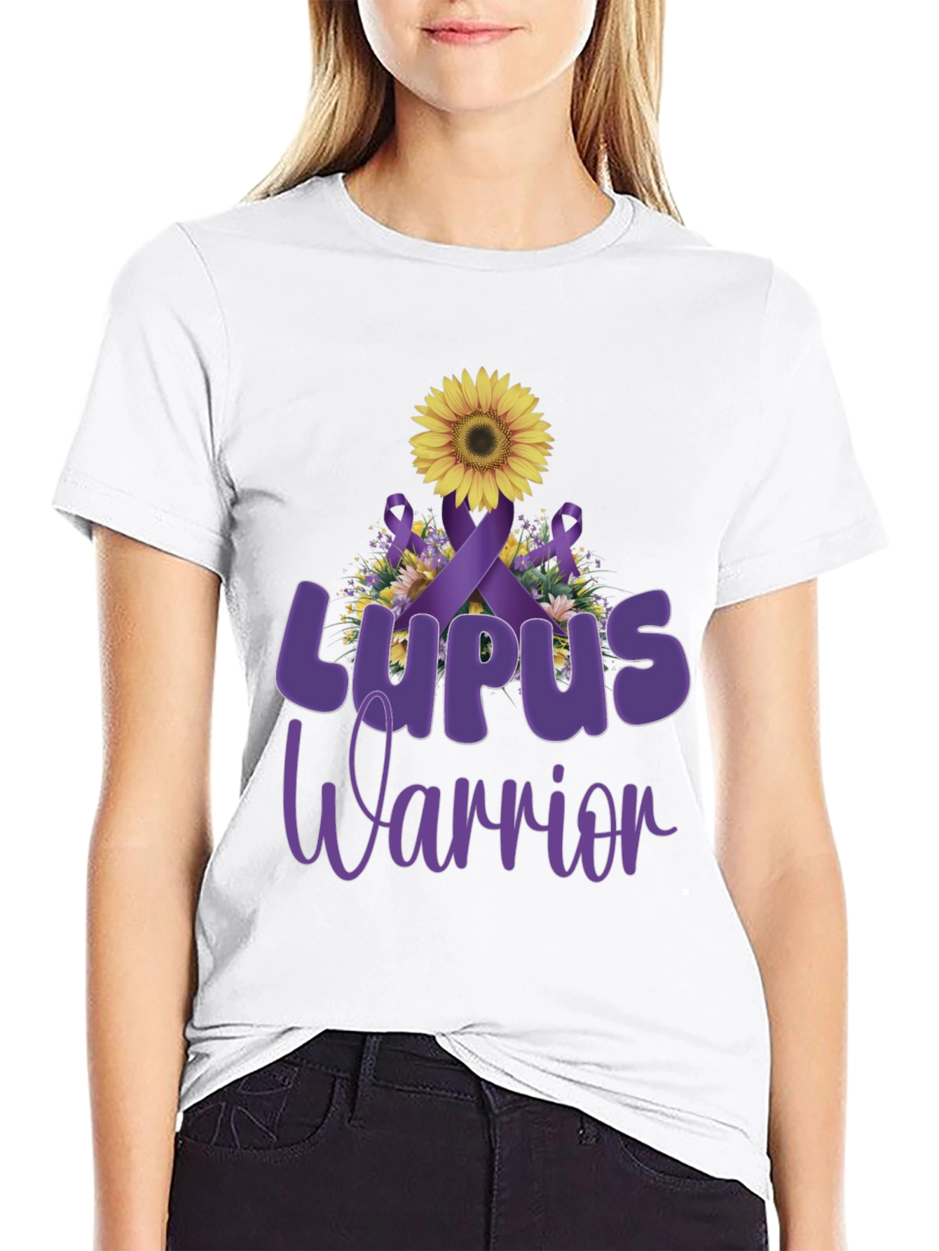 Lupus Warrior Sunflower Ribbon Graphic Tee