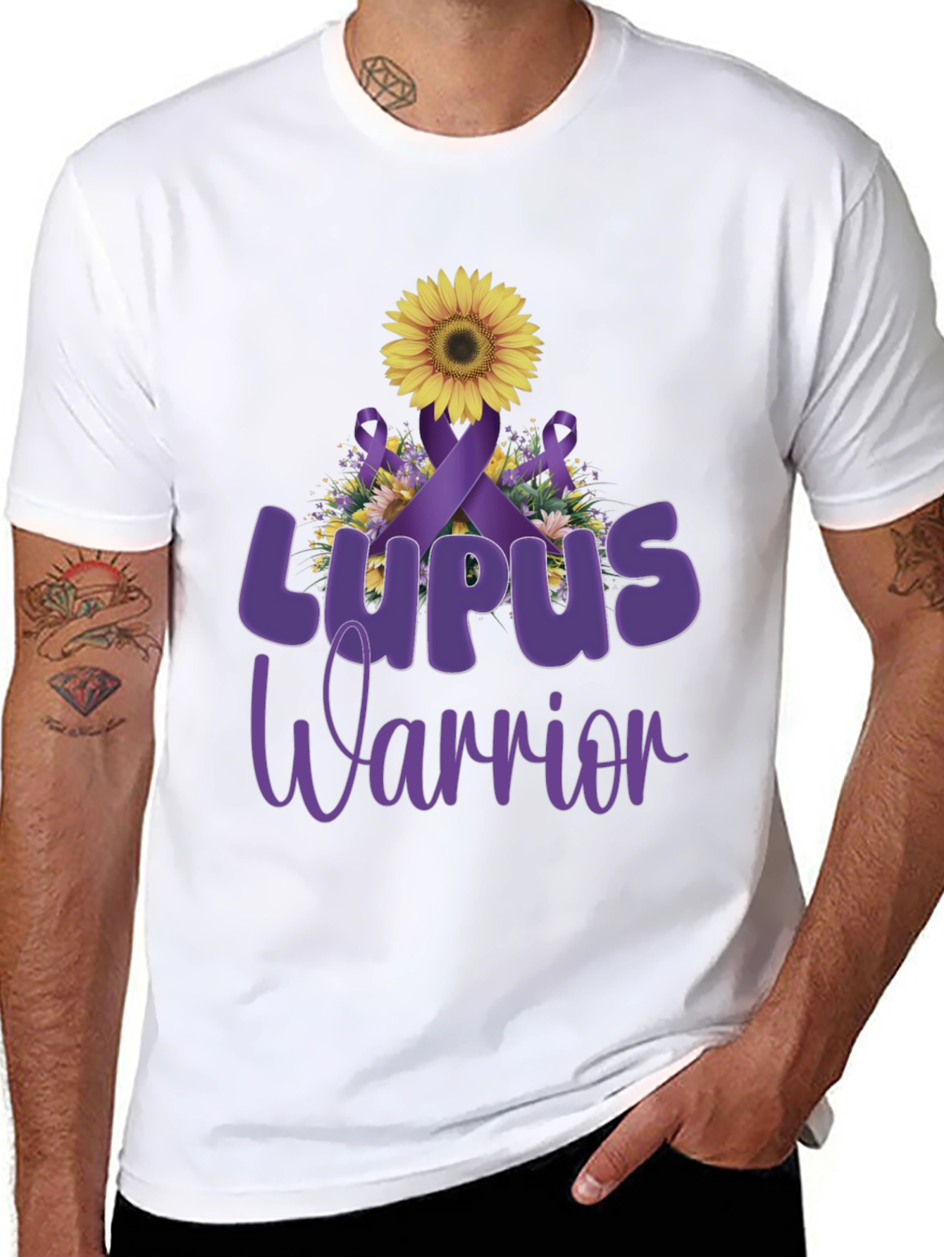 Lupus Warrior Sunflower Ribbon Graphic Tee