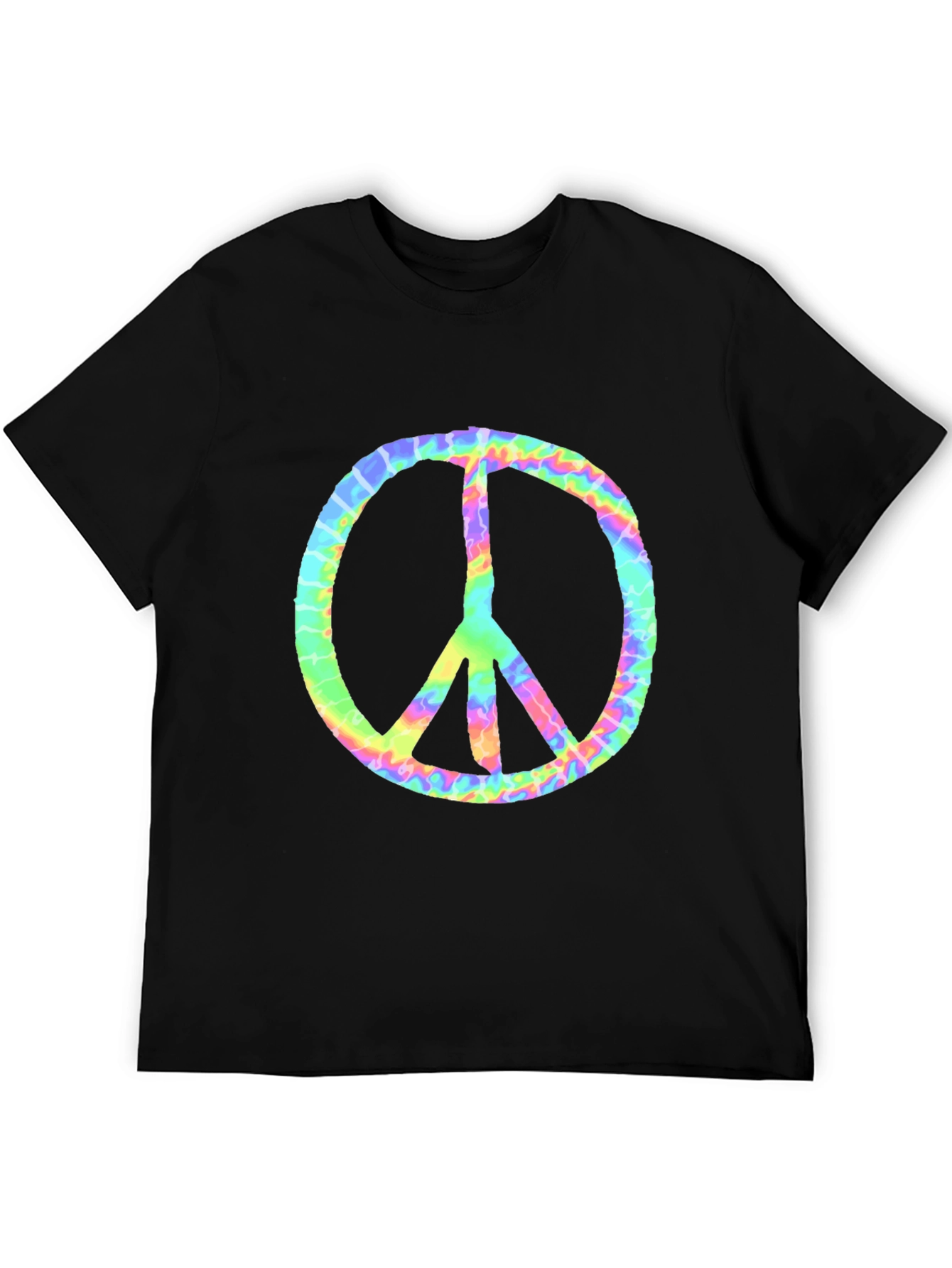 Tie-Dye Peace Sign Graphic Tee - Black