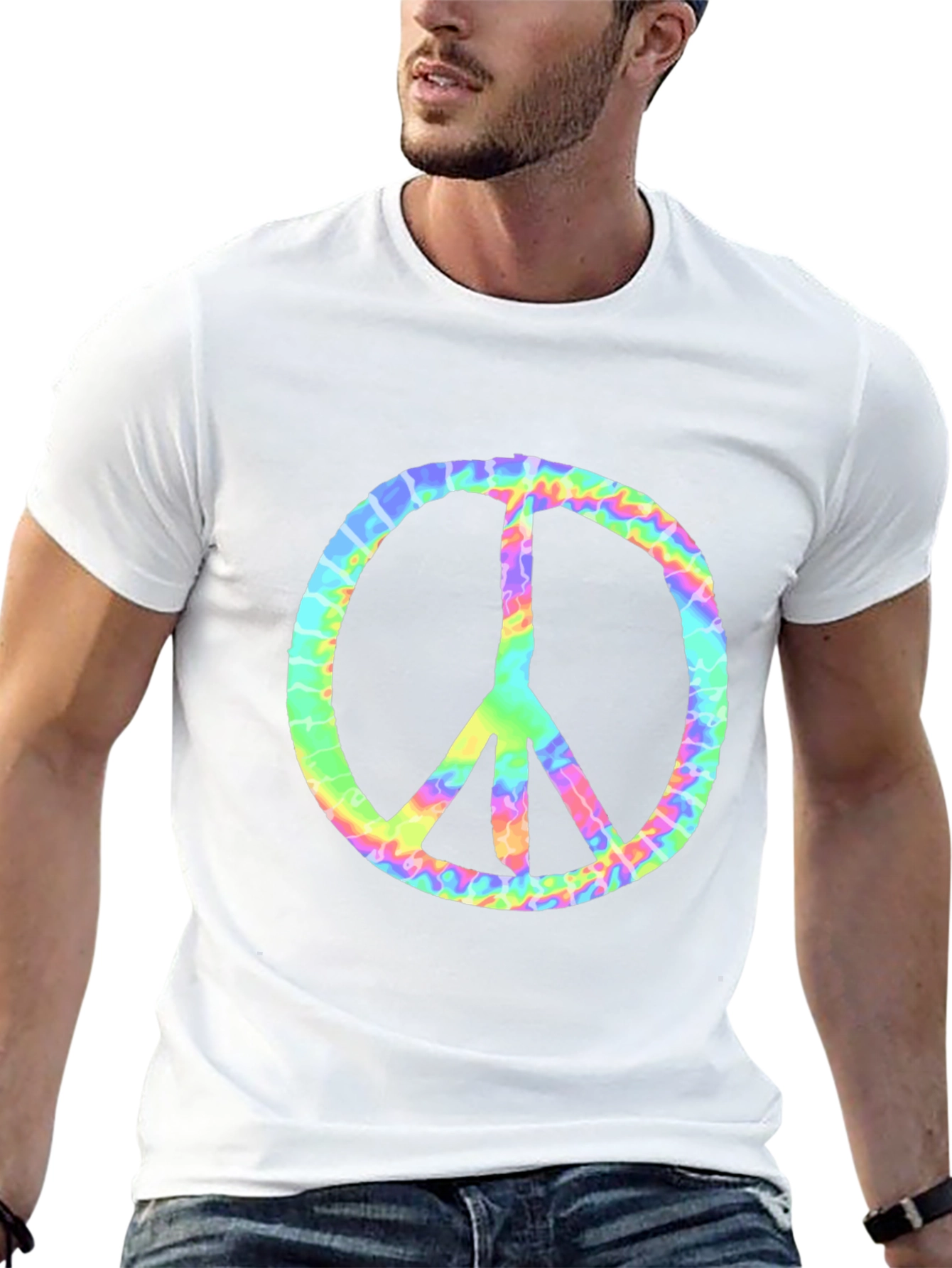 Tie-Dye Peace Sign Graphic Tee - Black