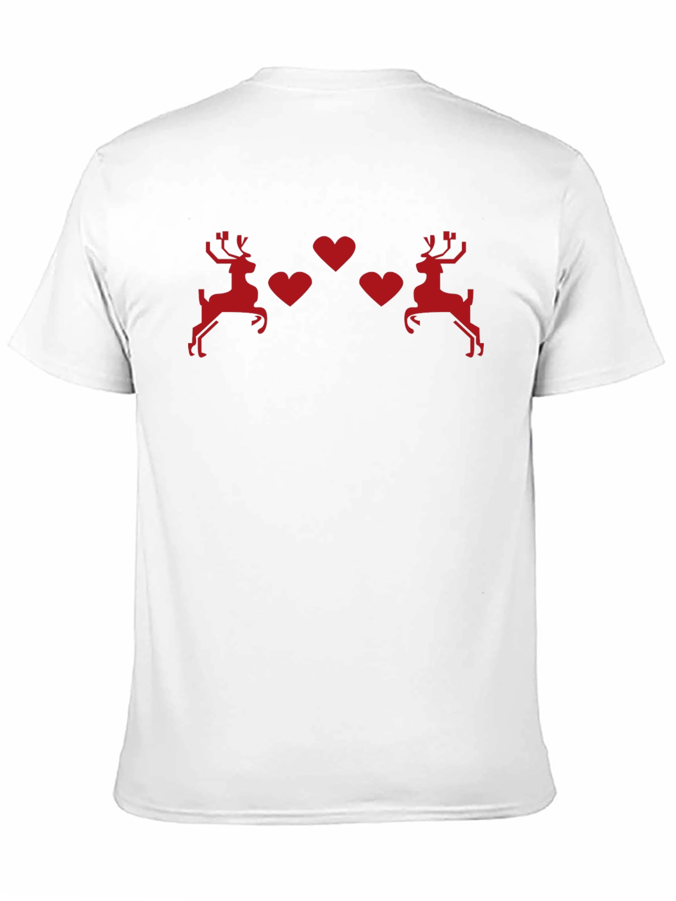 Festive Reindeer Hearts Black T-Shirt
