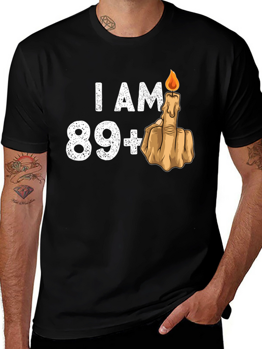 I Am 89 Plus Funny Birthday Candle Middle Finger T-Shirt