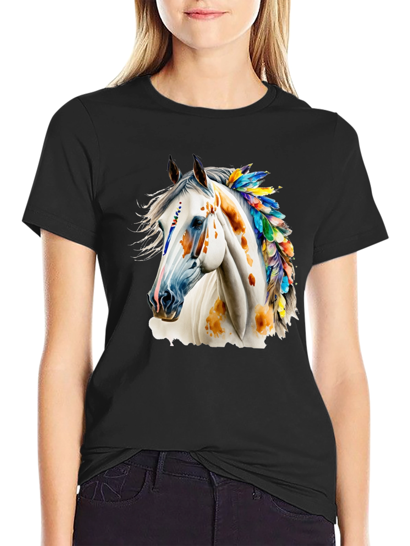 Horse with Feathers Graphic Tee