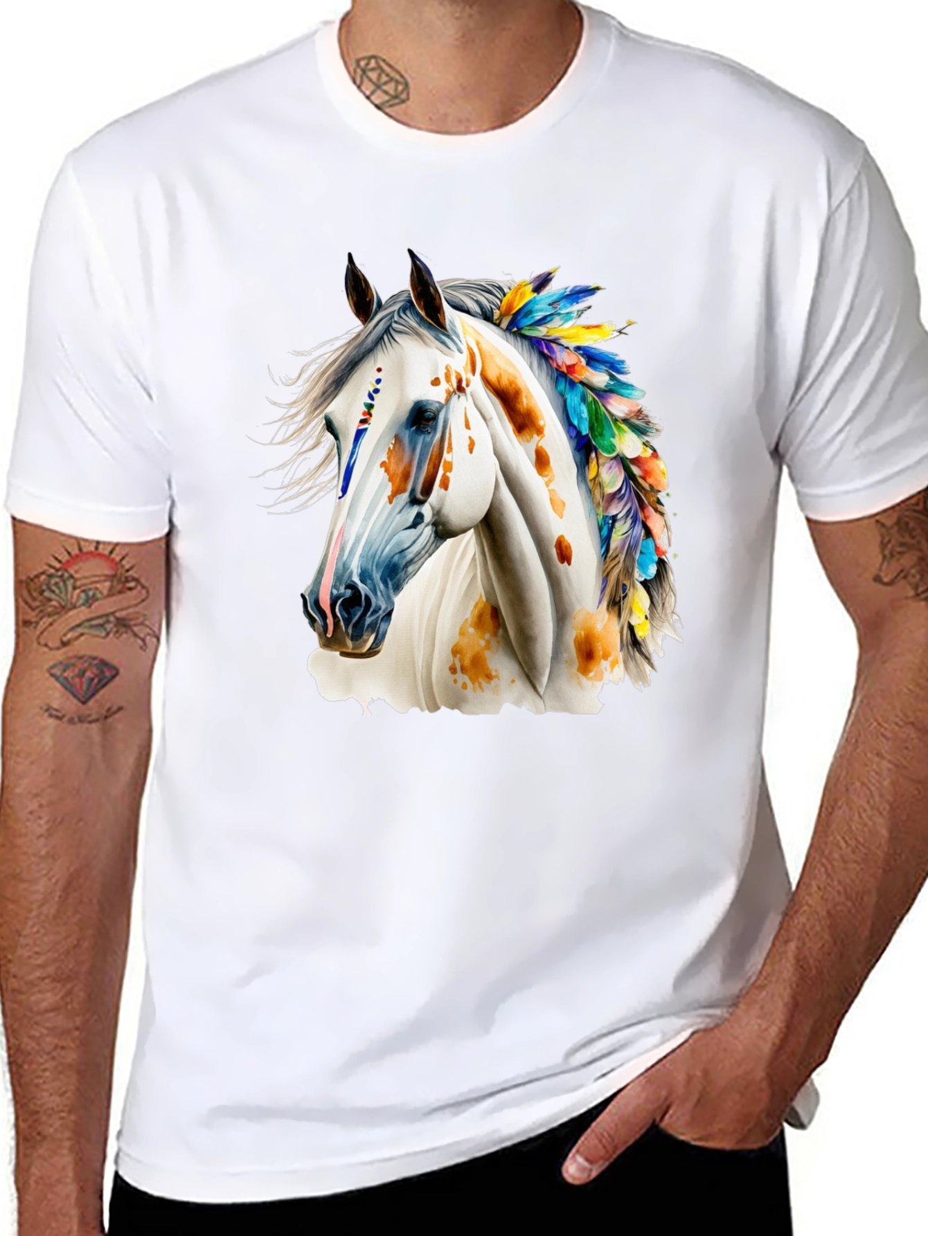 Horse with Feathers Graphic Tee