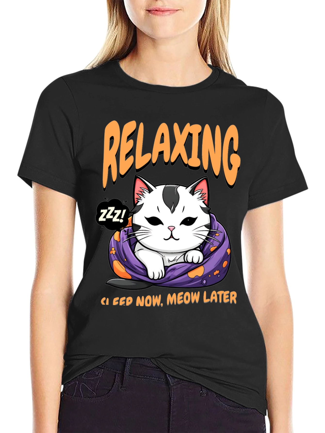 Relaxing Cat T-Shirt - Sleep Now Meow Later!