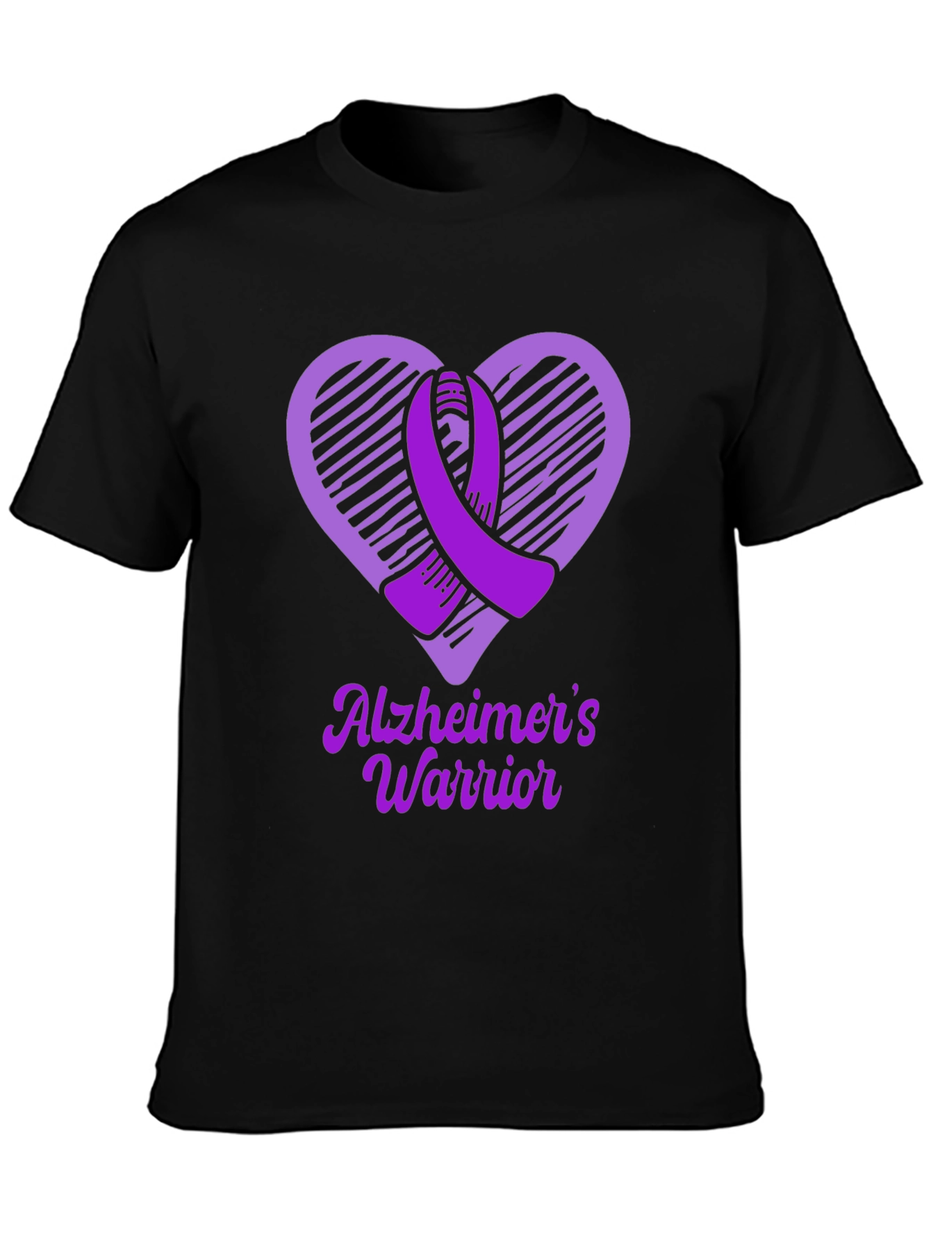 Alzheimers Warrior Awareness T-Shirt Purple Ribbon Heart