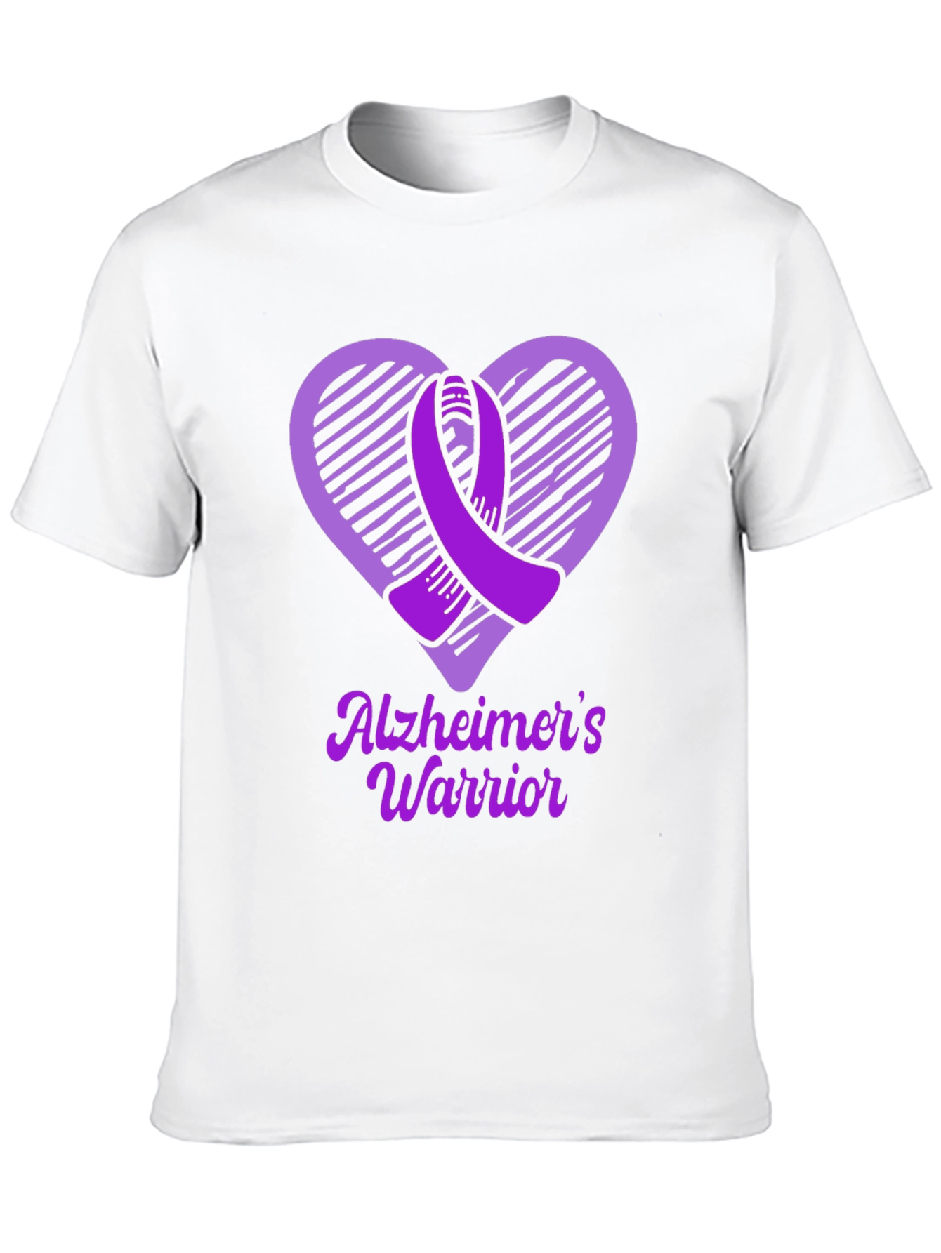 Alzheimers Warrior Awareness T-Shirt Purple Ribbon Heart