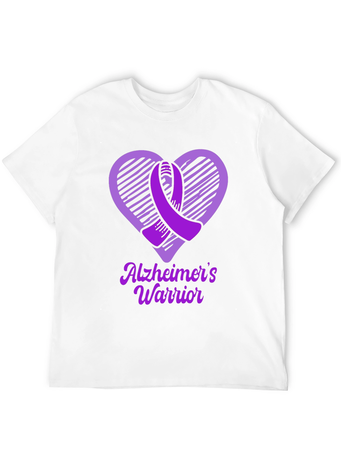 Alzheimers Warrior Awareness T-Shirt Purple Ribbon Heart