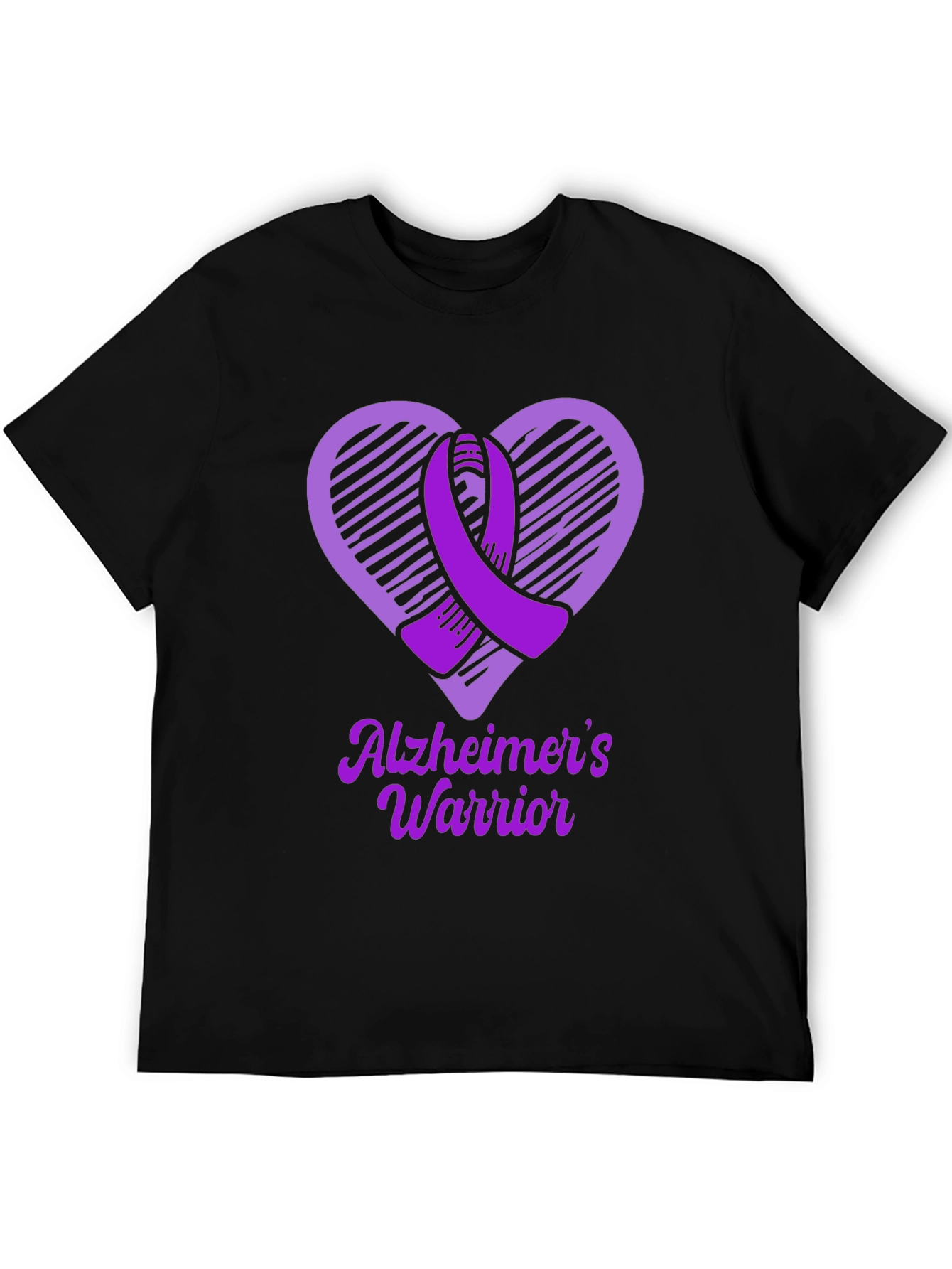 Alzheimers Warrior Awareness T-Shirt Purple Ribbon Heart