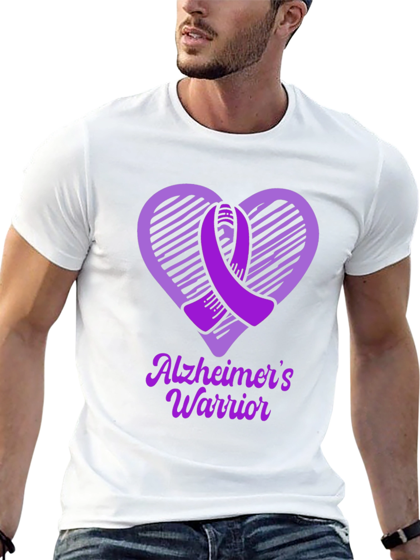 Alzheimers Warrior Awareness T-Shirt Purple Ribbon Heart