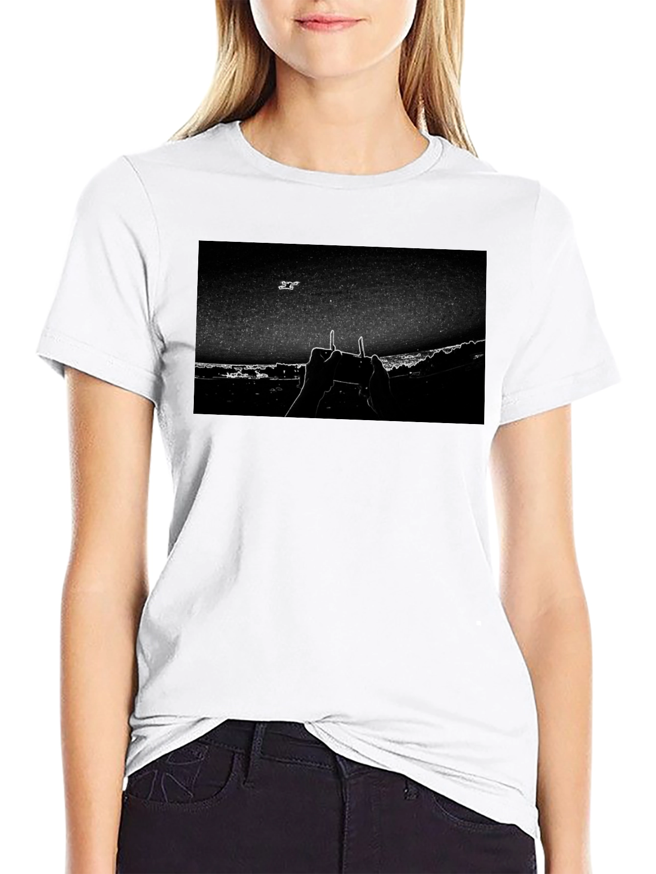 Drone Controller Graphic Tee - Black Cotton Blend