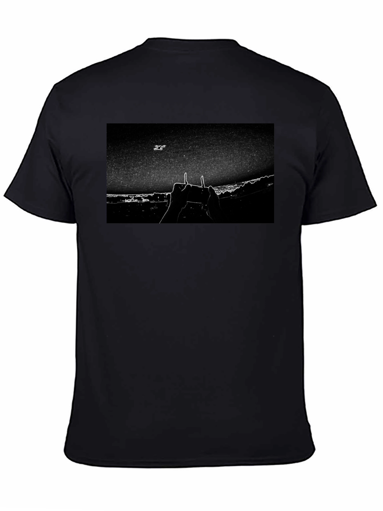 Drone Controller Graphic Tee - Black Cotton Blend