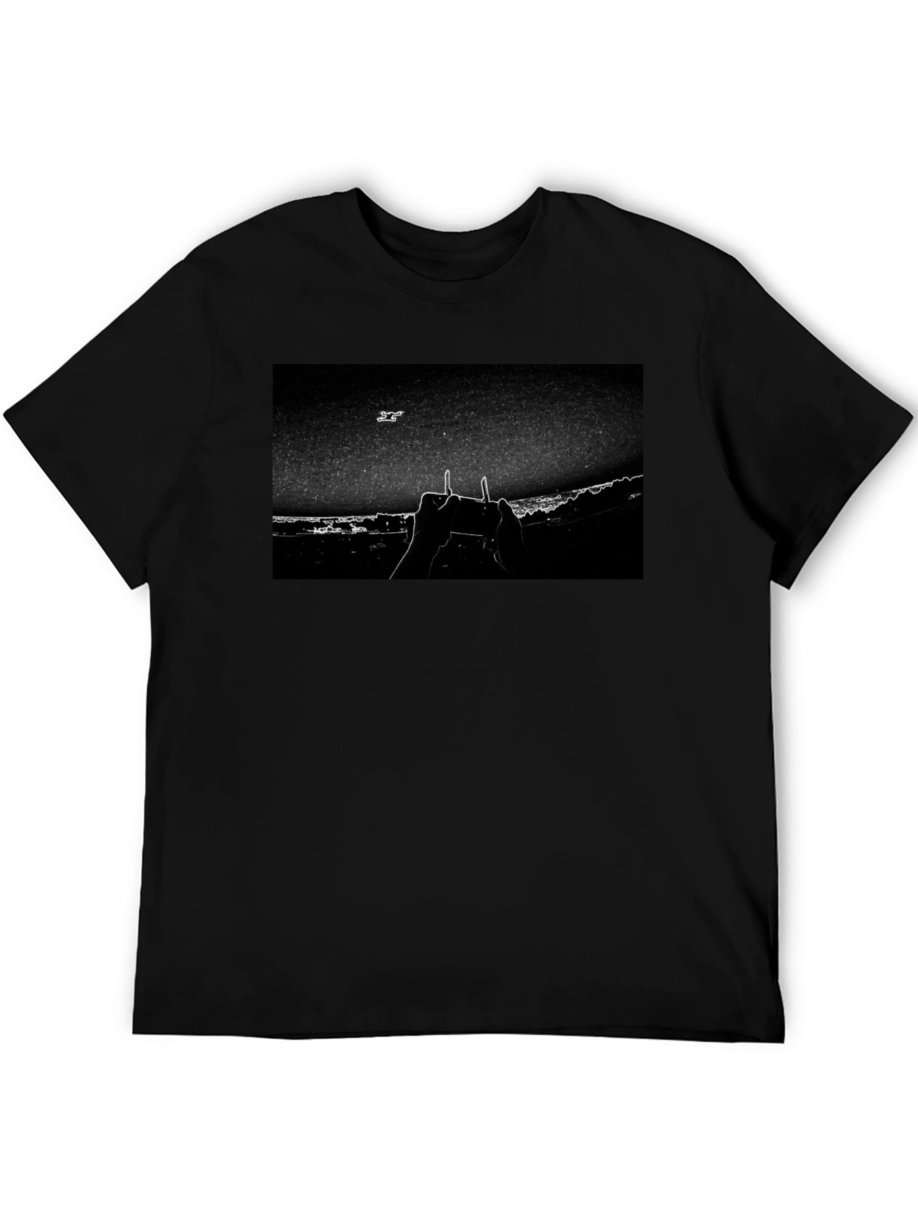 Drone Controller Graphic Tee - Black Cotton Blend